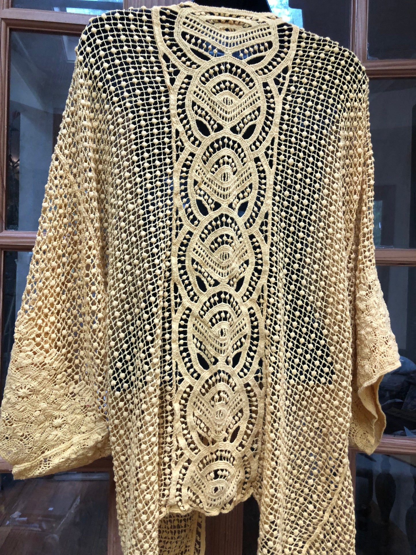 Vintage Style Yellow Lace Embroidered kimono jacket
