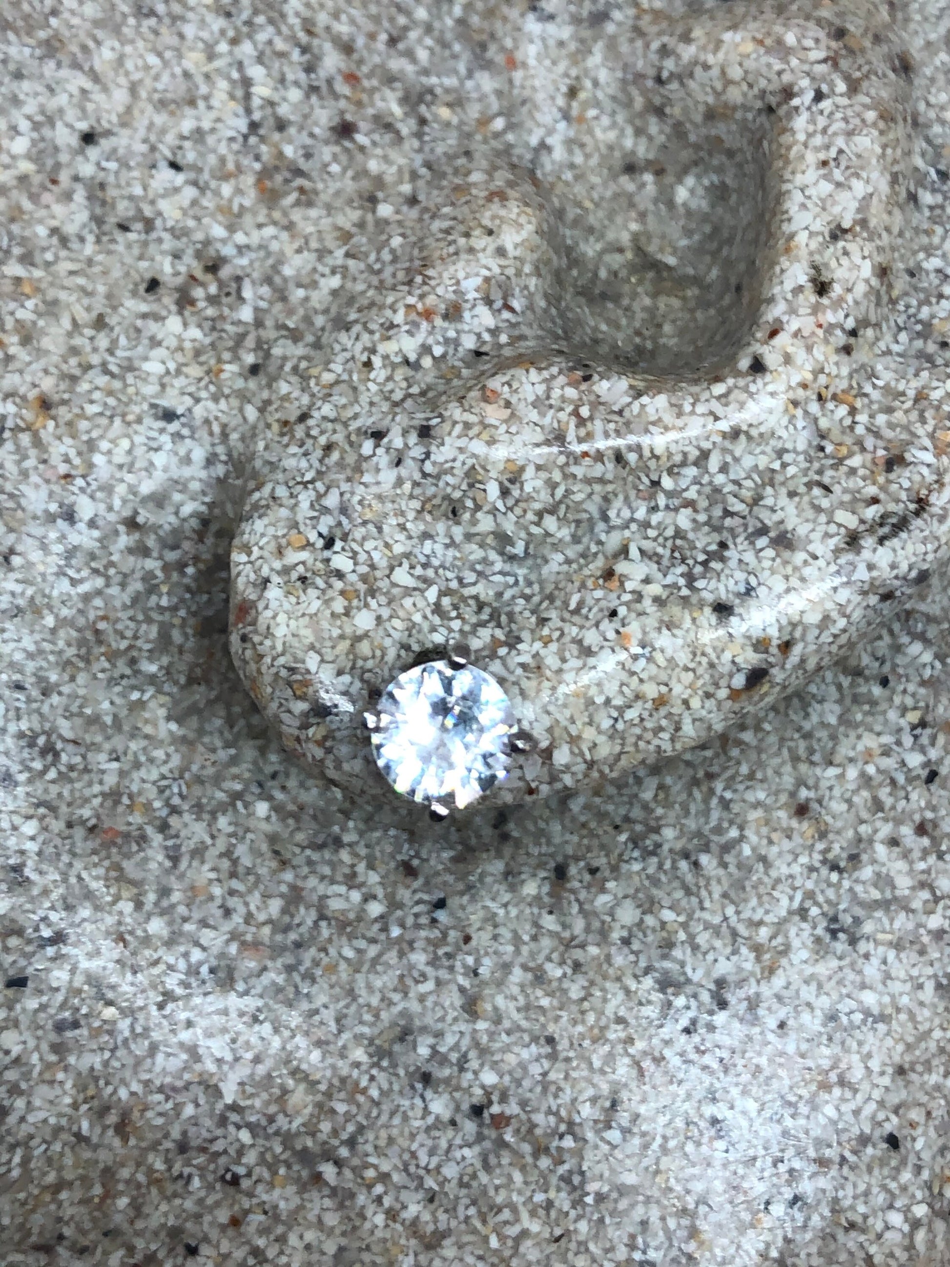 Vintage White Sapphire Earrings 925 Sterling Silver buttons