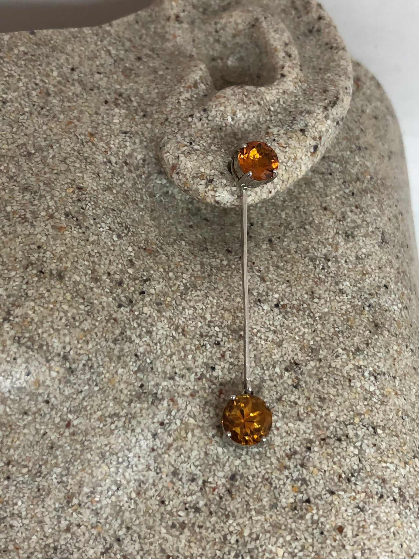 Vintage Citrine Earrings 925 Sterling Silver Drop Dangle