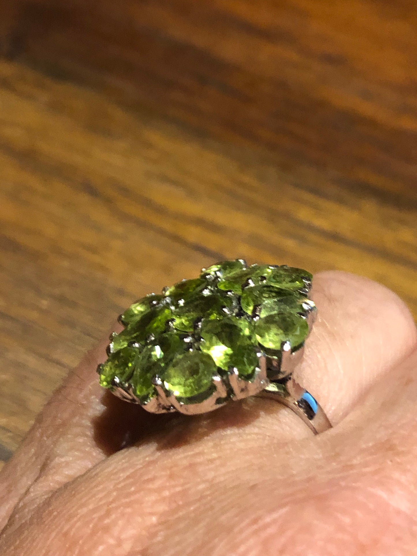 Vintage Handmade Genuine Green Peridot Filigree Setting 925 Sterling Silver Gothic Ring