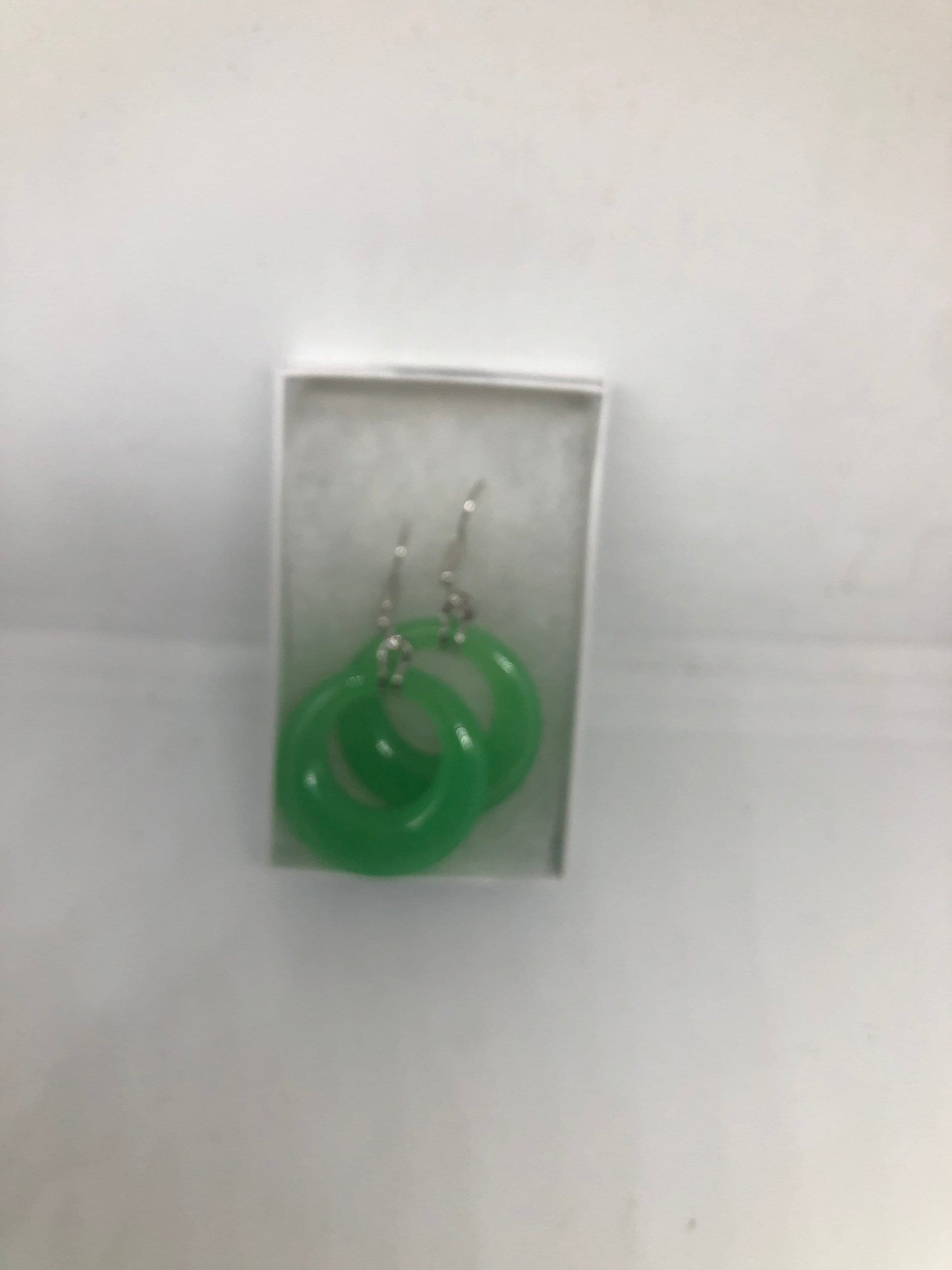 Vintage Fun Green Jade Gemstone Silver Bronze Earrings