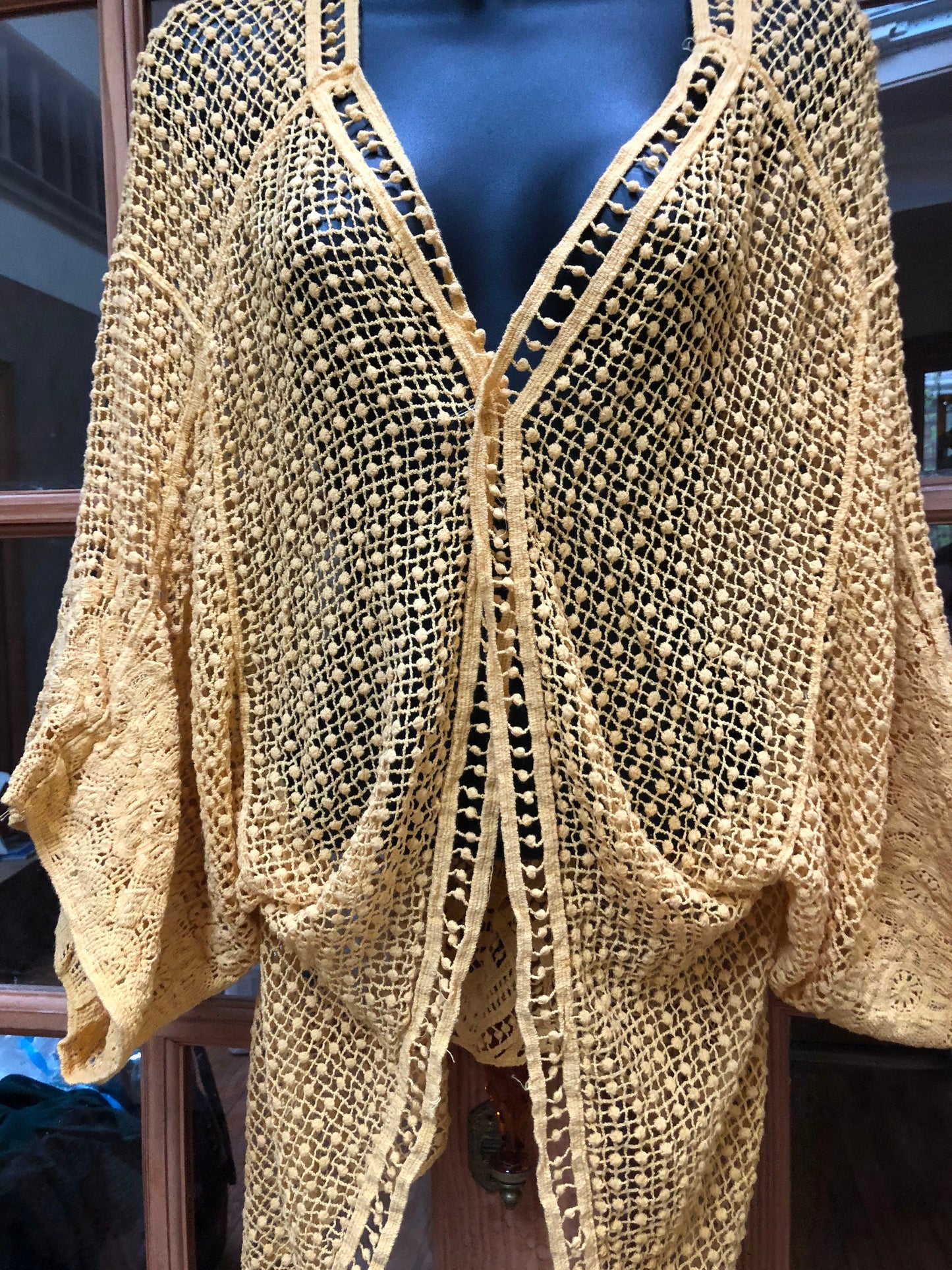 Vintage Style Yellow Lace Embroidered kimono jacket