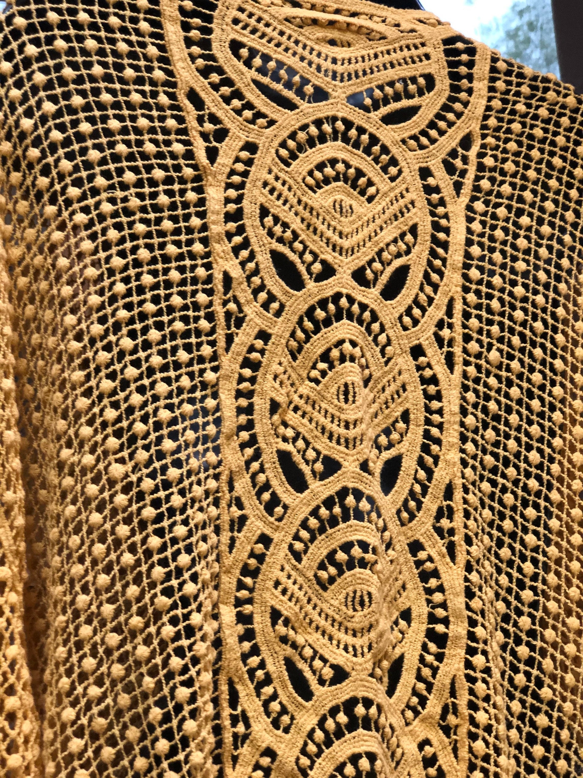 Vintage Style Yellow Lace Embroidered kimono jacket