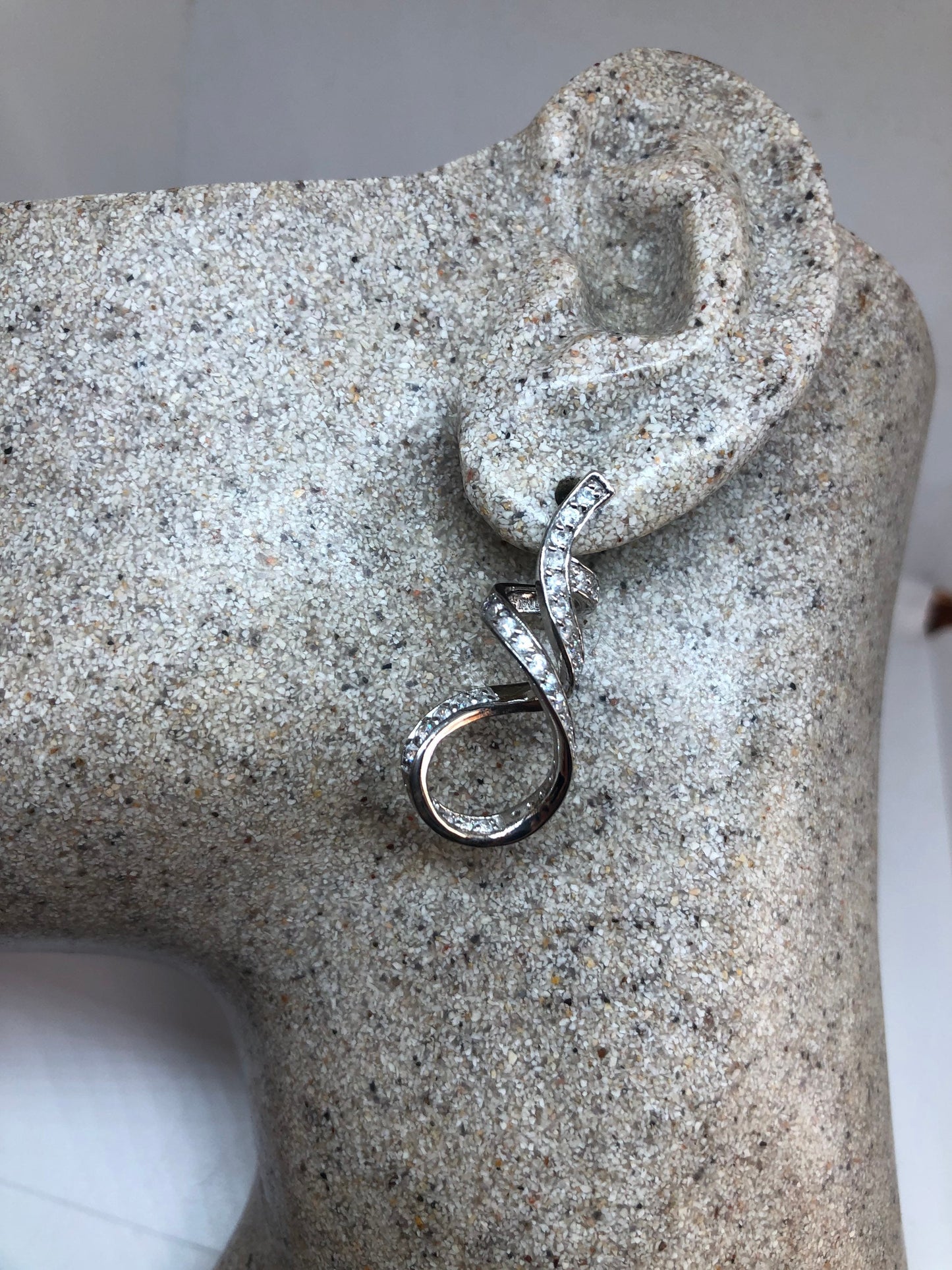 Vintage Genuine White Sapphire 925 Sterling Silver Dangle Chandelier Earrings