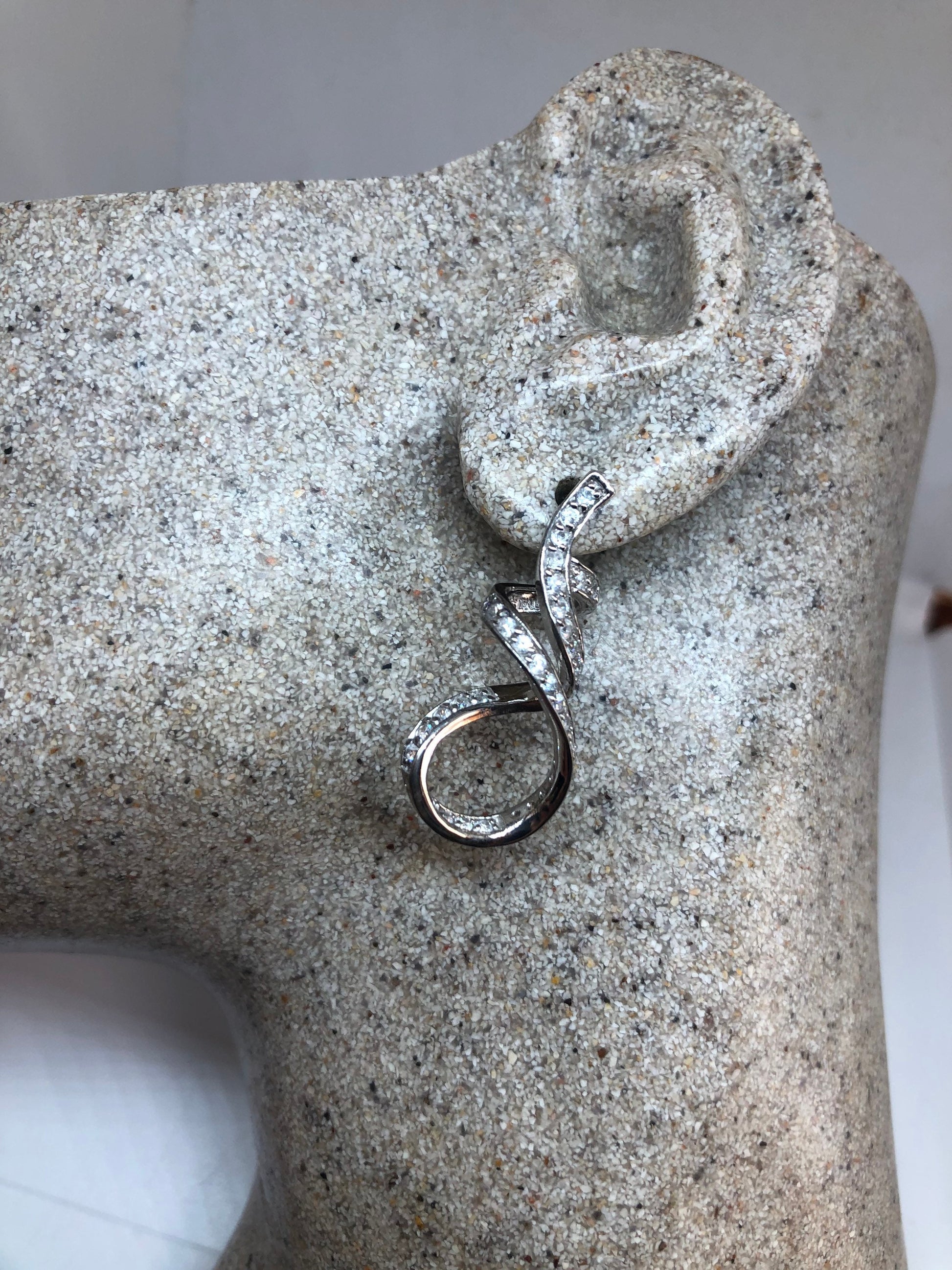 Vintage Genuine White Sapphire 925 Sterling Silver Dangle Chandelier Earrings