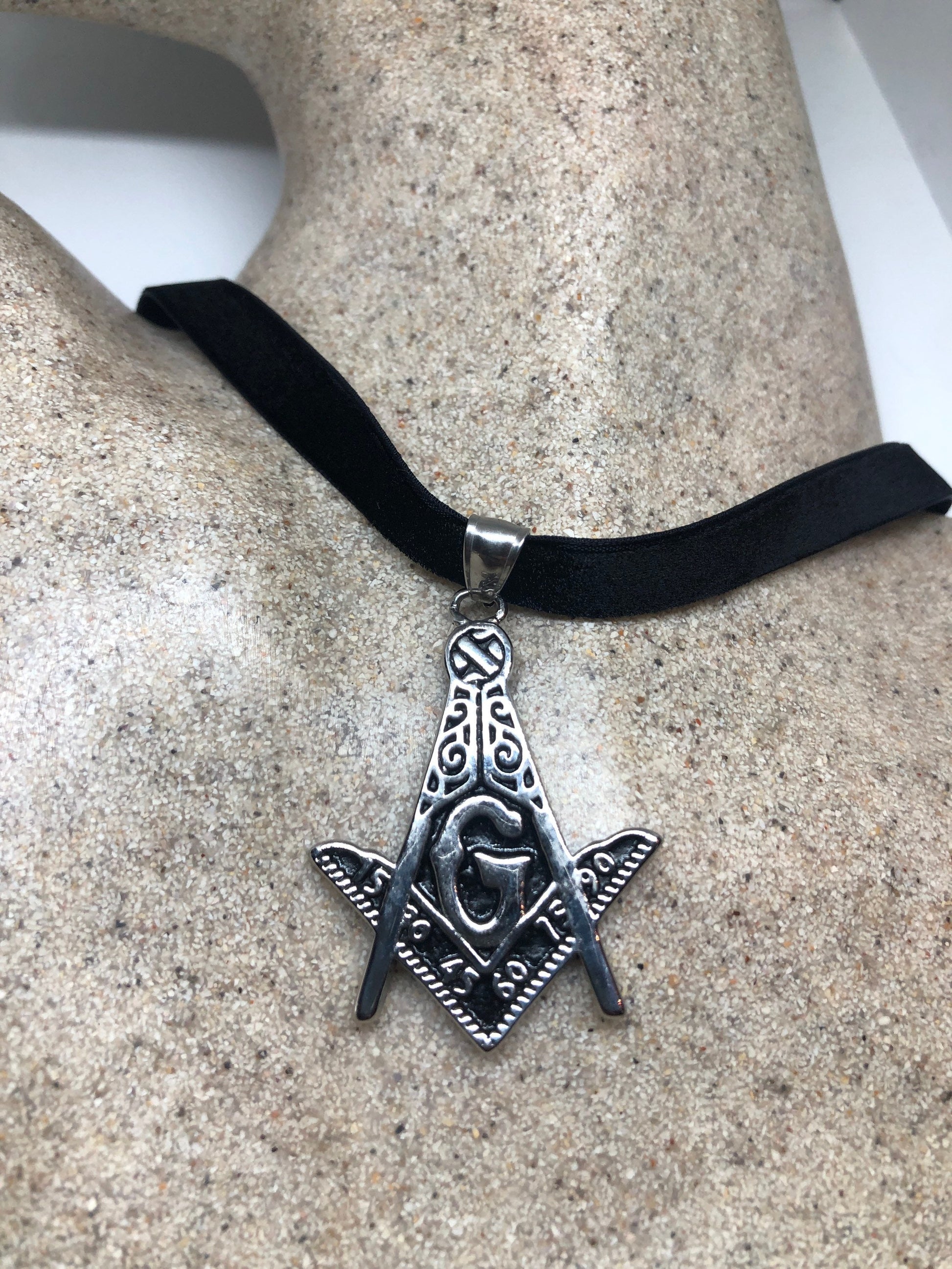 Vintage Stainless Steel Free Mason Pendant Necklace