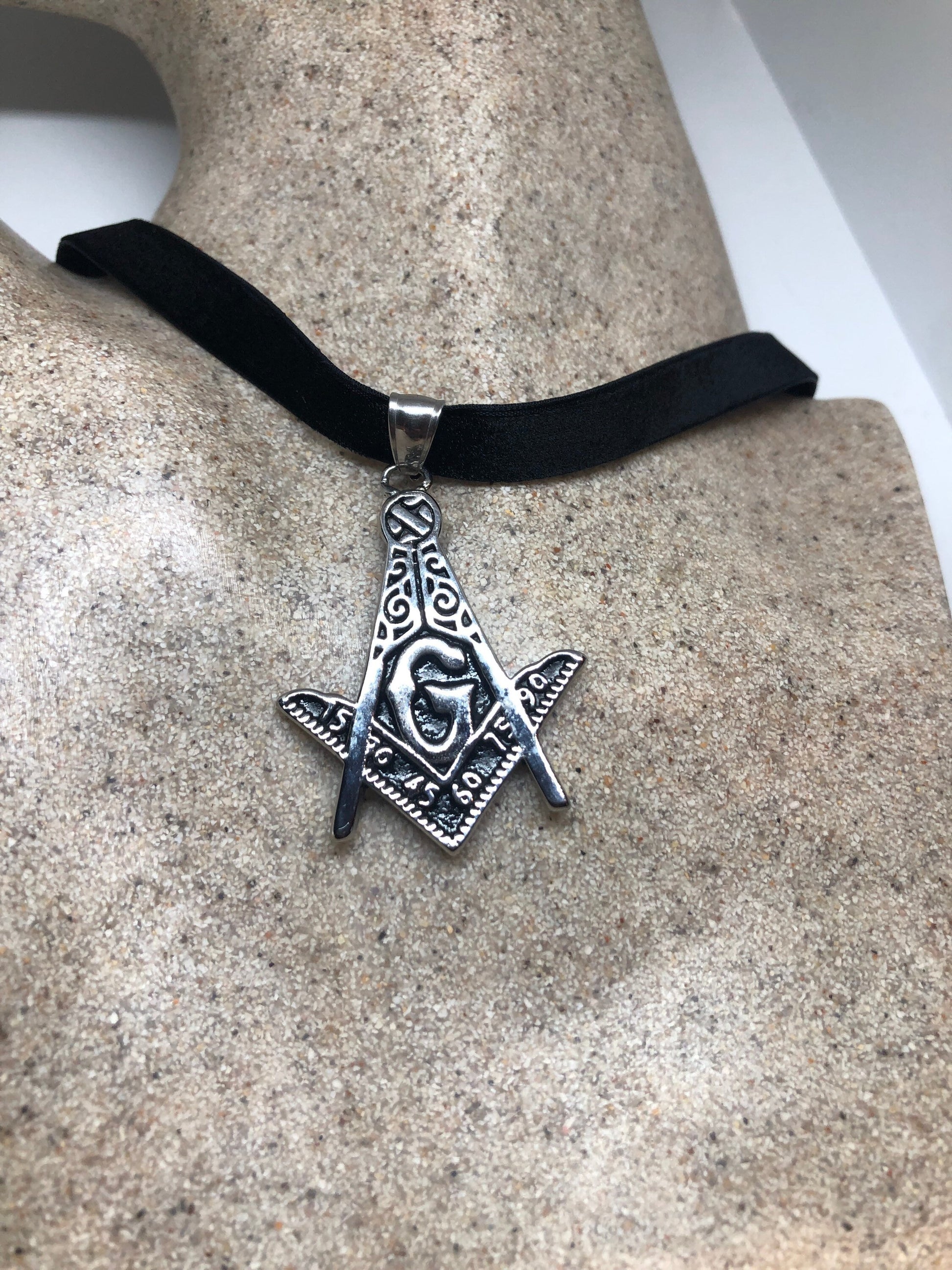Vintage Stainless Steel Free Mason Pendant Necklace