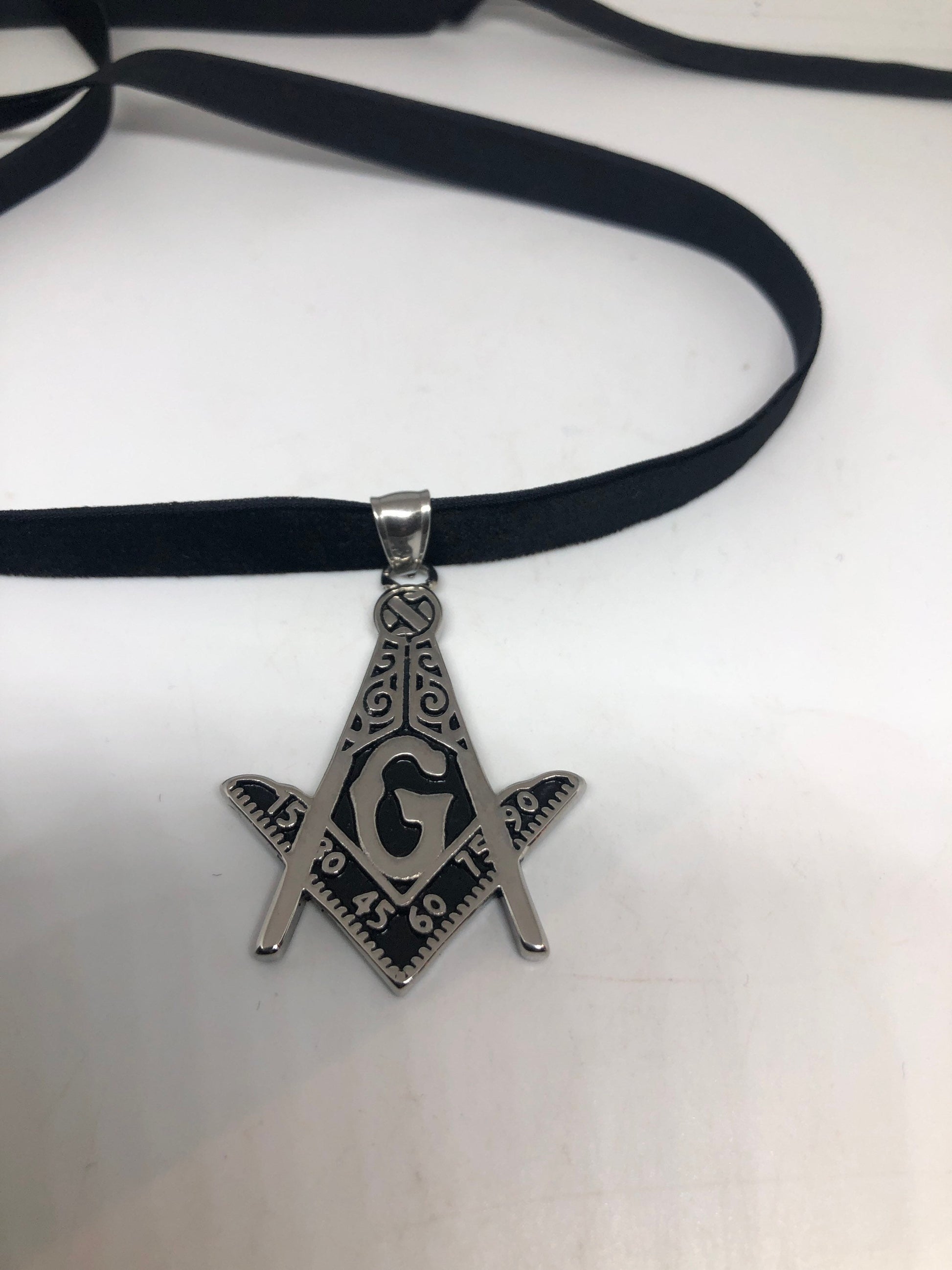 Vintage Stainless Steel Free Mason Pendant Necklace