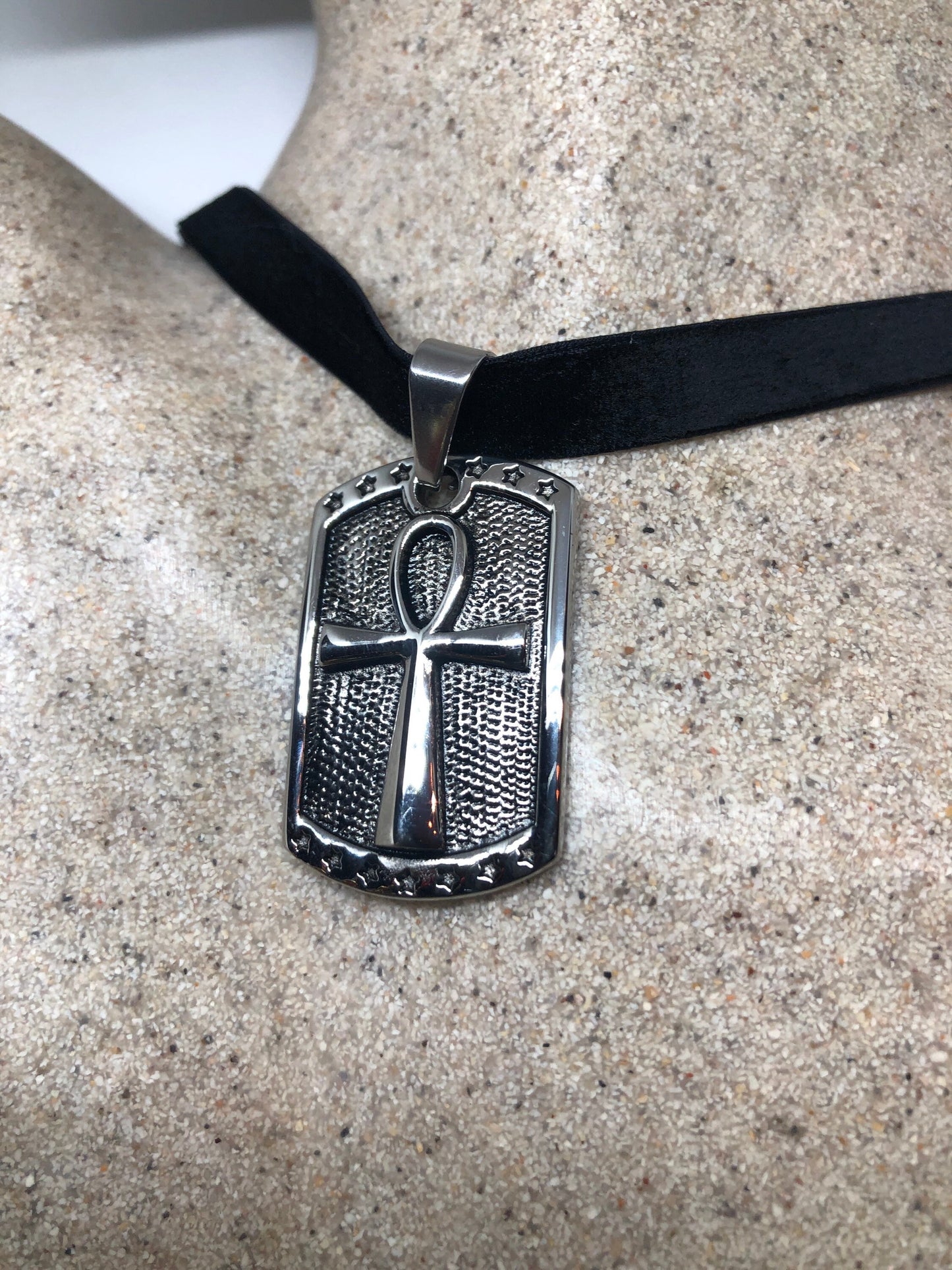 Vintage Stainless Steel Ankh Pendant Necklace