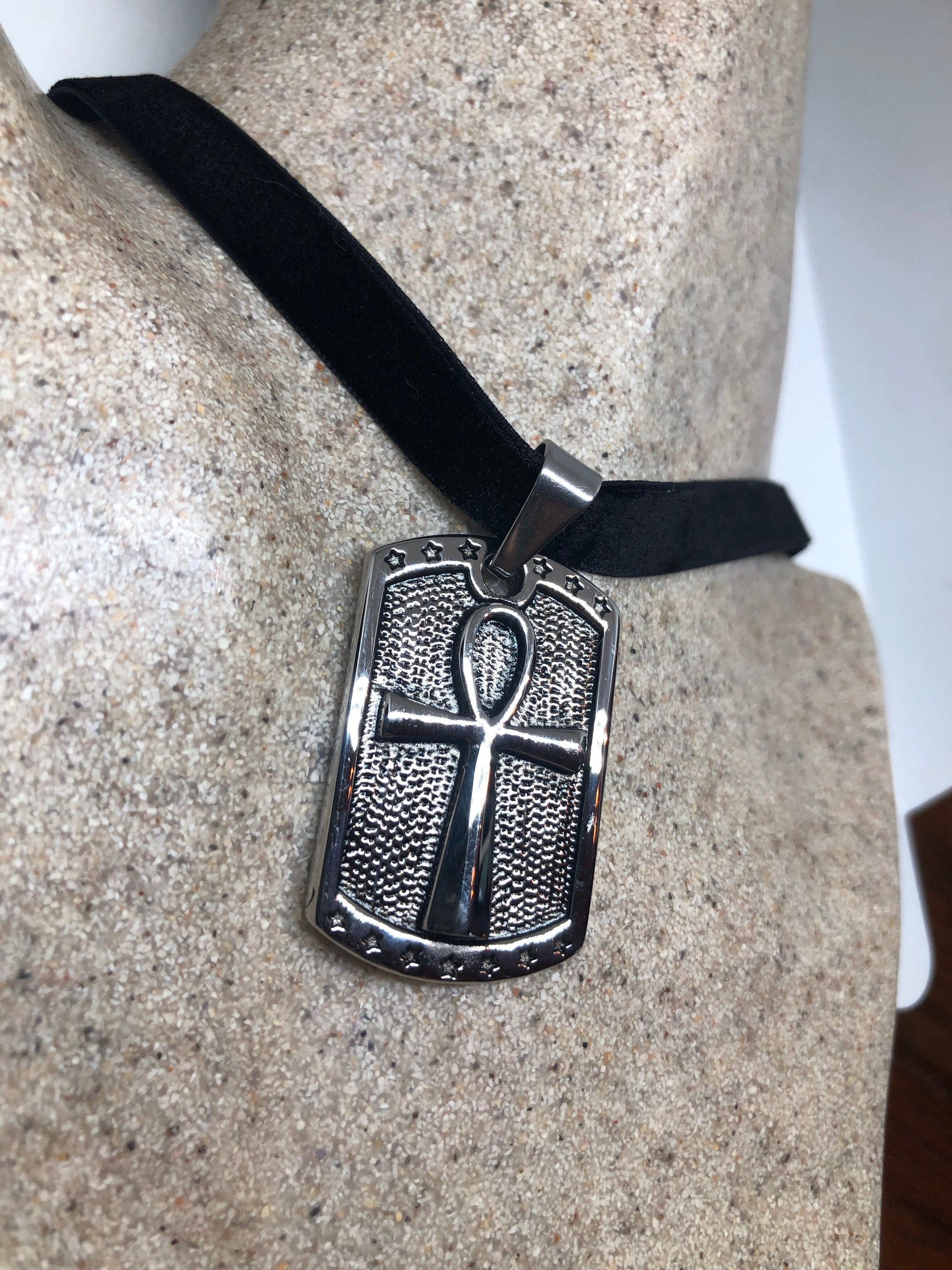 Vintage Stainless Steel Ankh Pendant Necklace