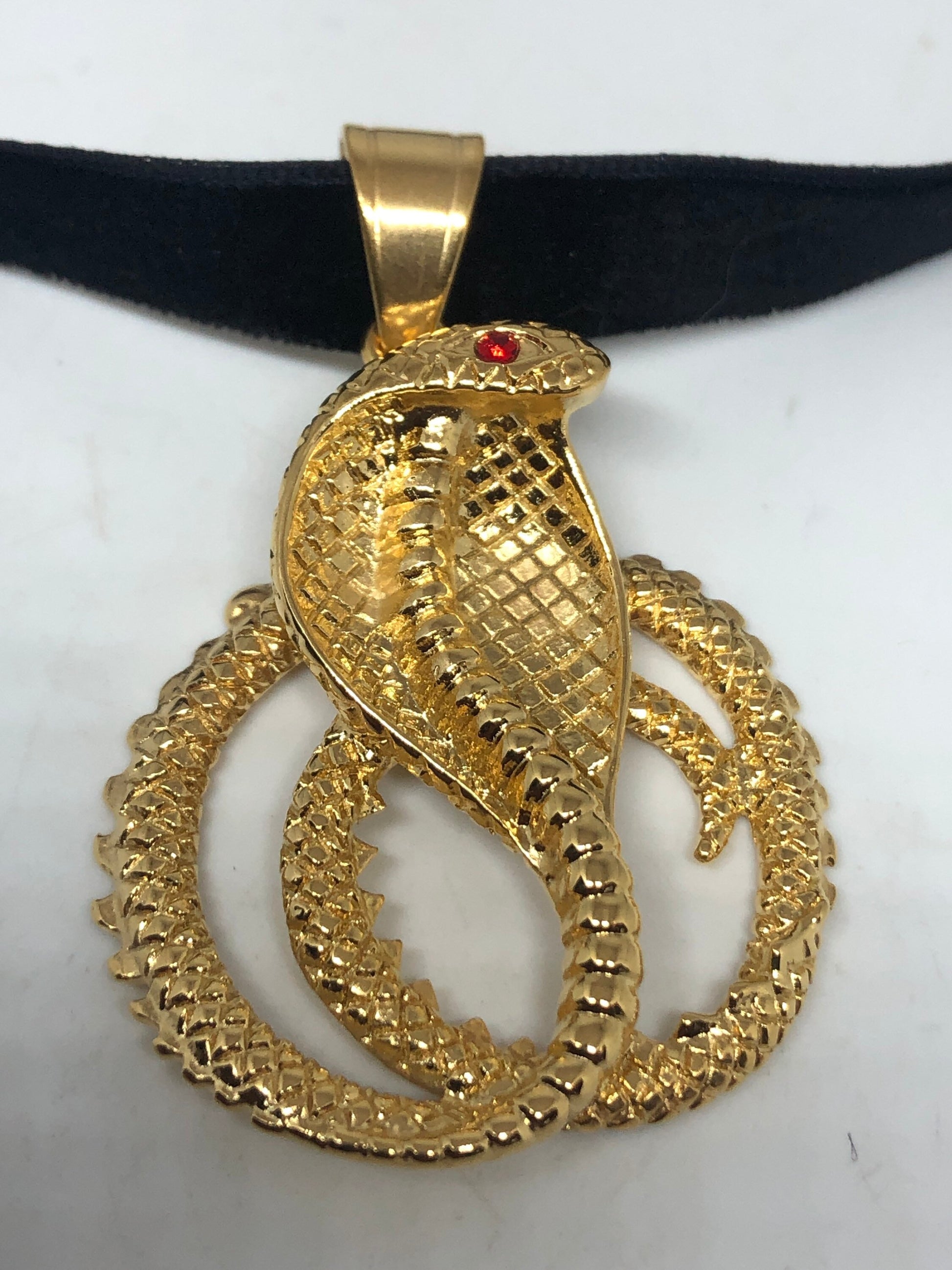 vintage Golden stainless steel Cobra Snake Choker Necklace