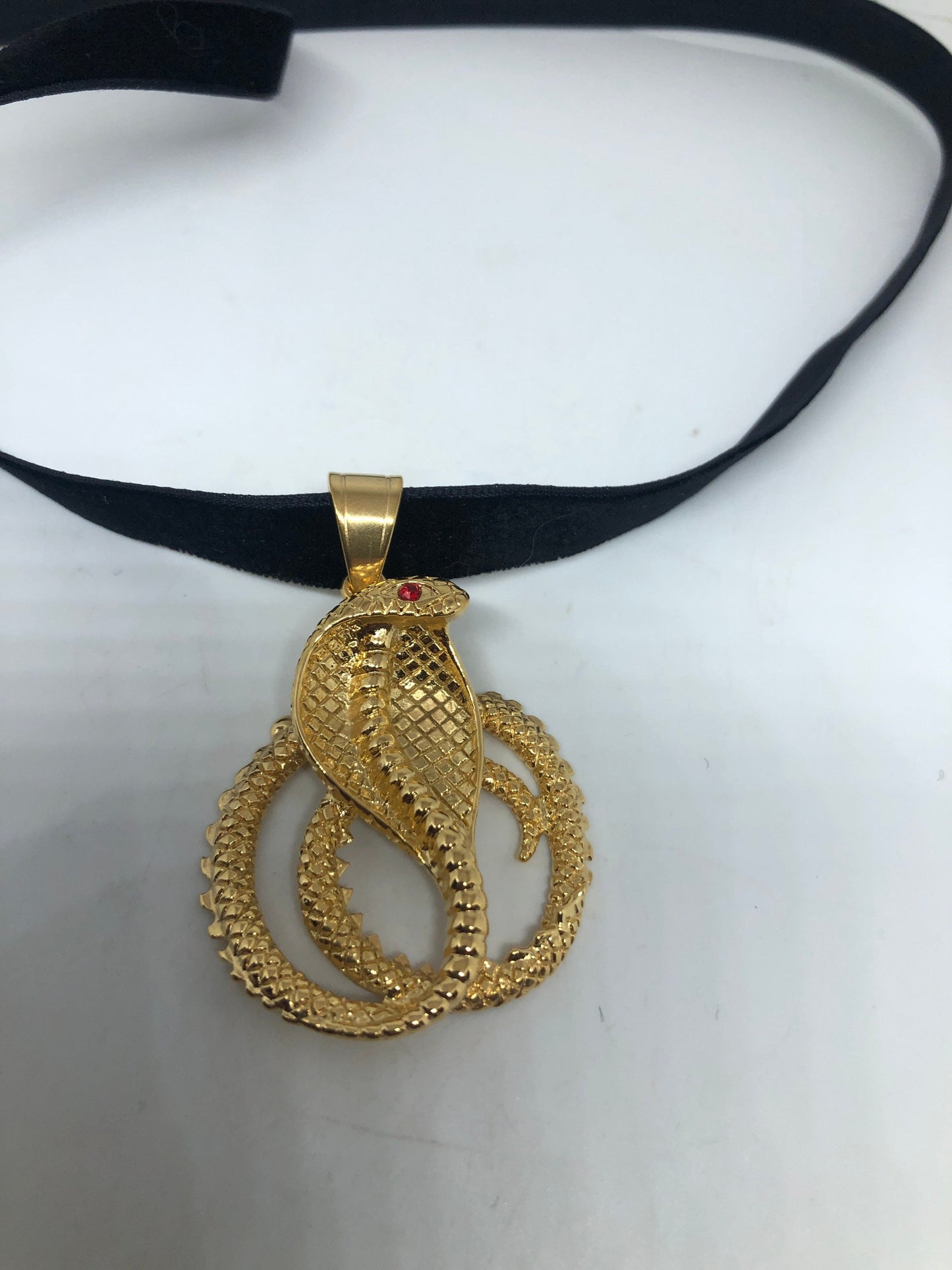 vintage Golden stainless steel Cobra Snake Choker Necklace