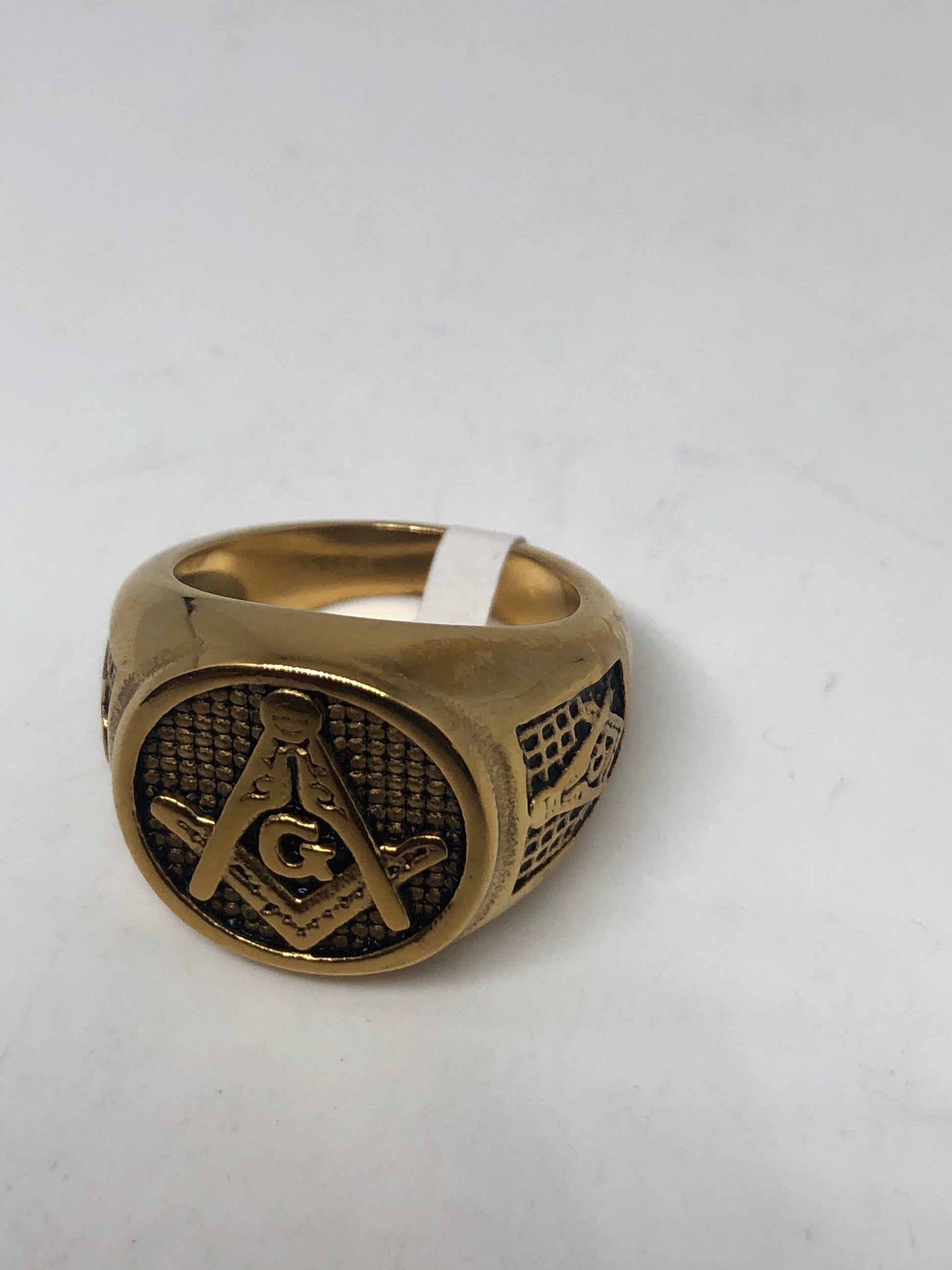 Vintage Gothic Golden Stainless Steel Free Mason G Mens Ring