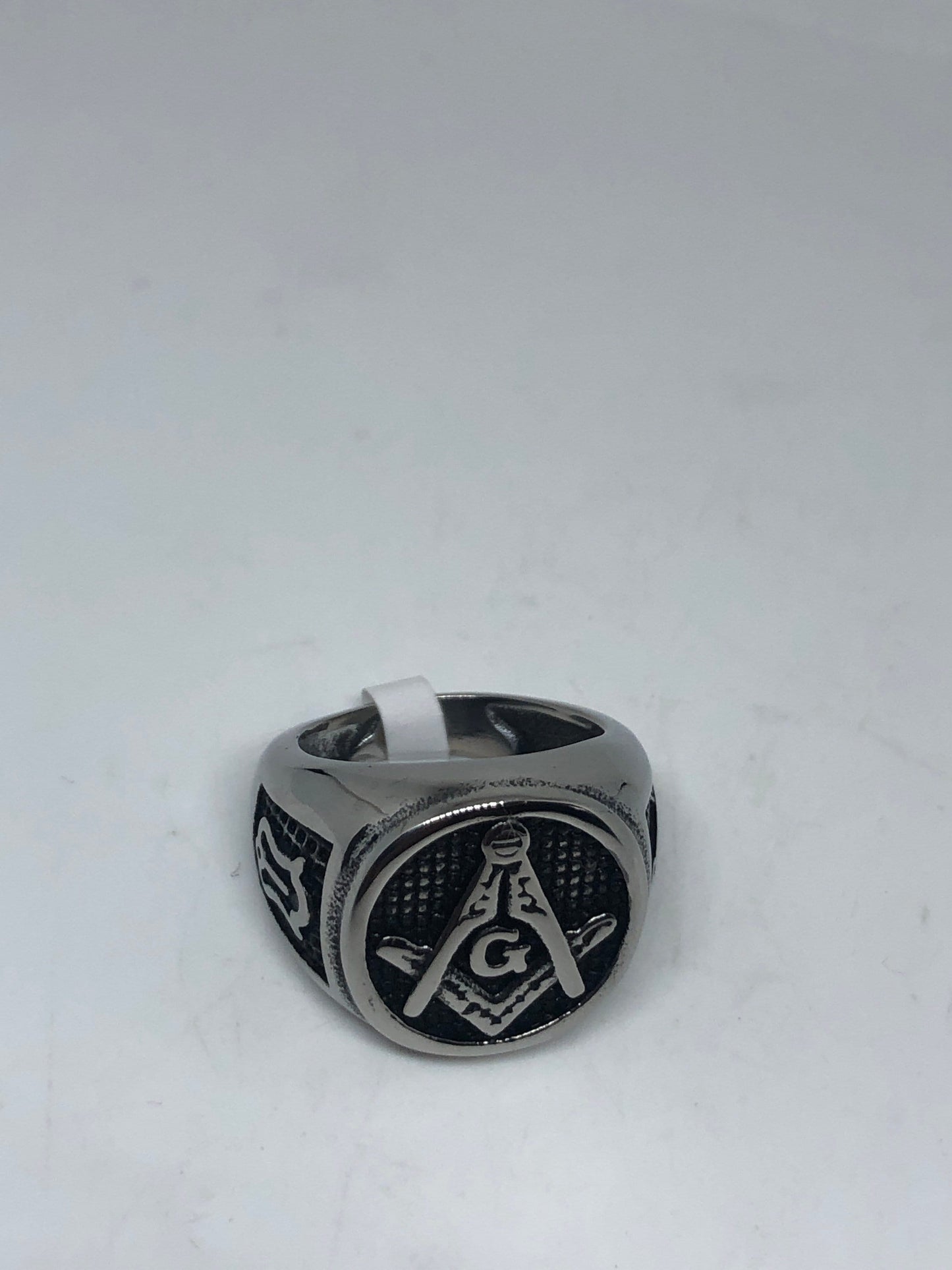 Vintage Gothic Stainless Steel Free Mason G Mens Ring