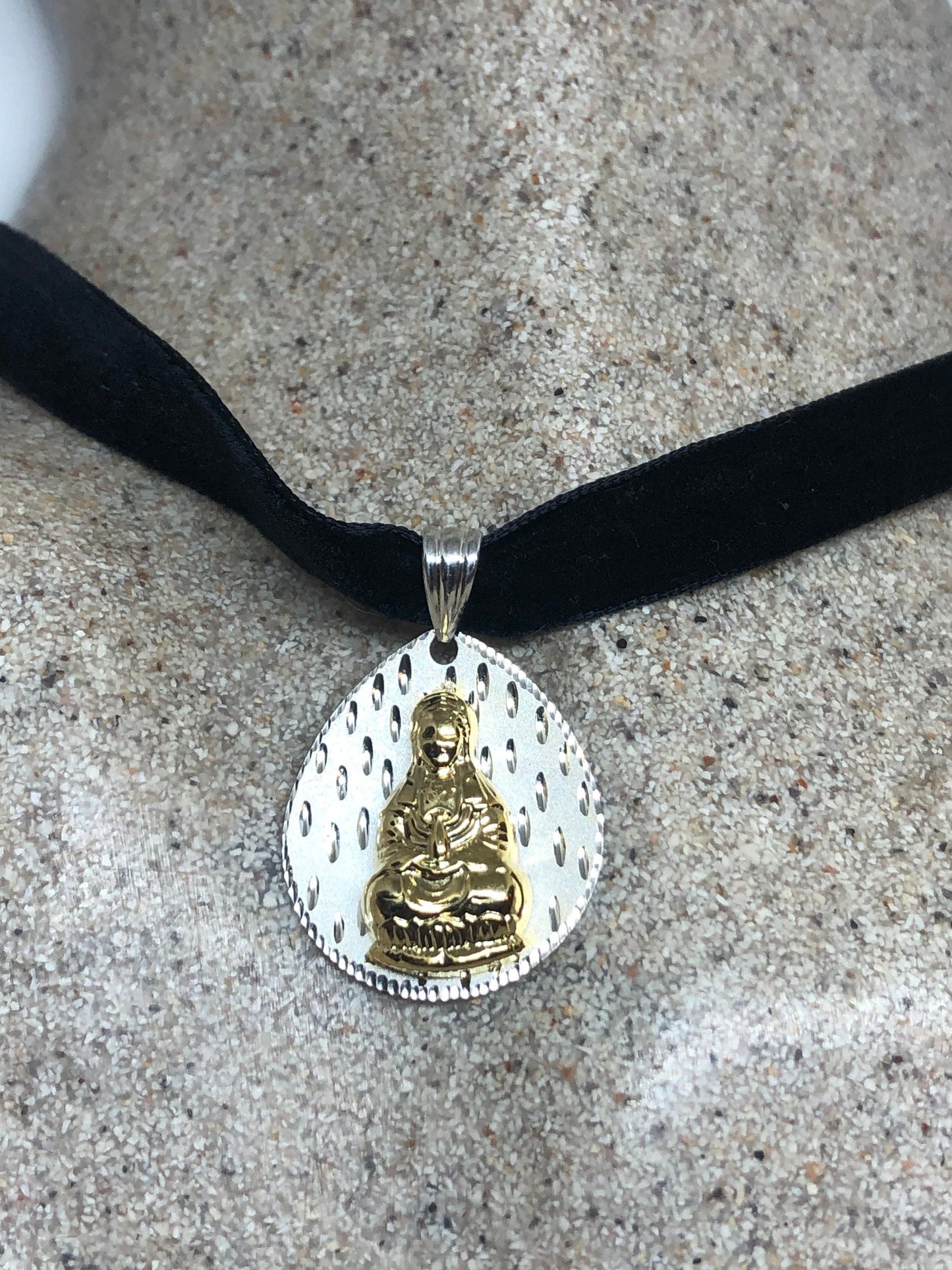 Vintage Gold 925 Silver Buddha Amulet Pendant