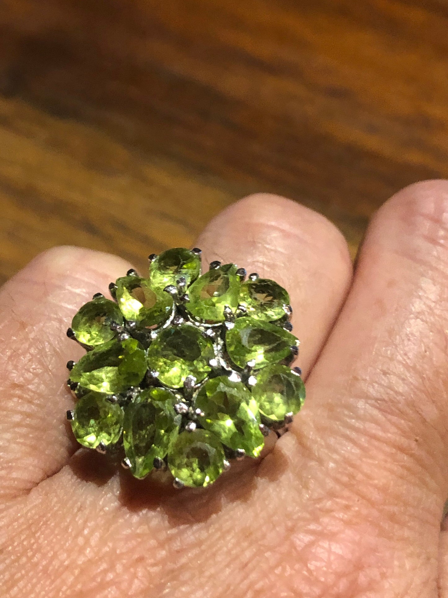 Vintage Handmade Genuine Green Peridot Filigree Setting 925 Sterling Silver Gothic Ring