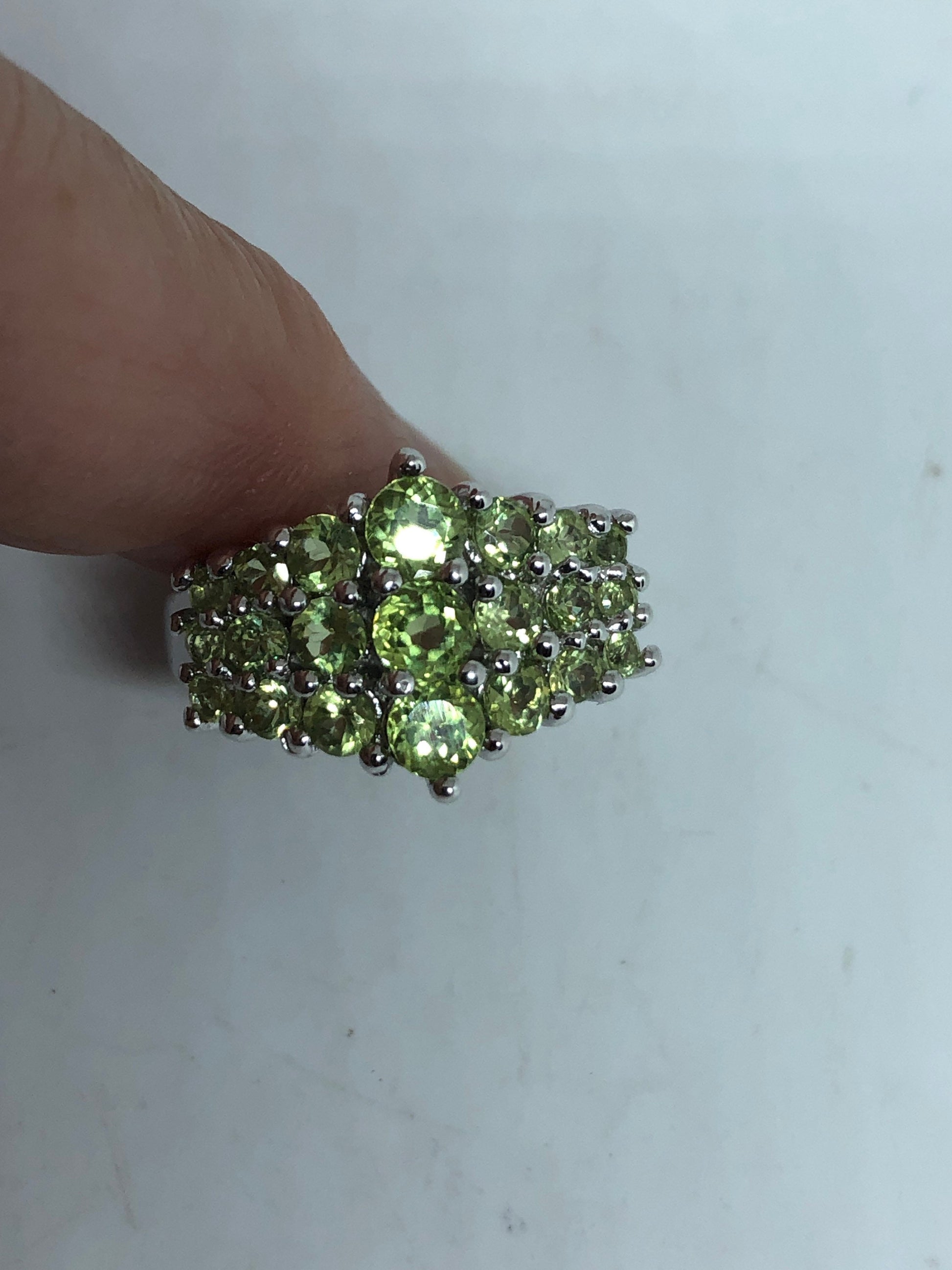 Vintage Handmade Genuine Green Peridot 925 Sterling Silver Ring