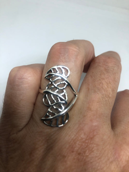 Vintage 925 Sterling Silver Leaf Ring