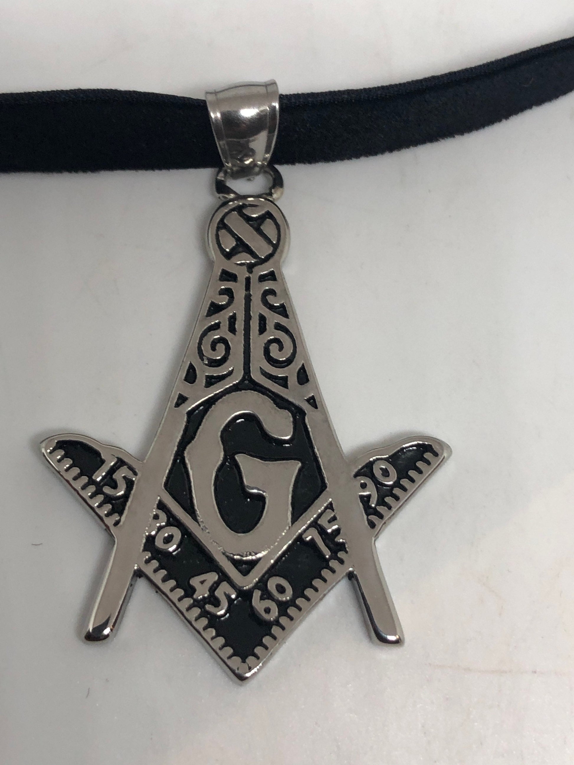 Vintage Stainless Steel Free Mason Pendant Necklace