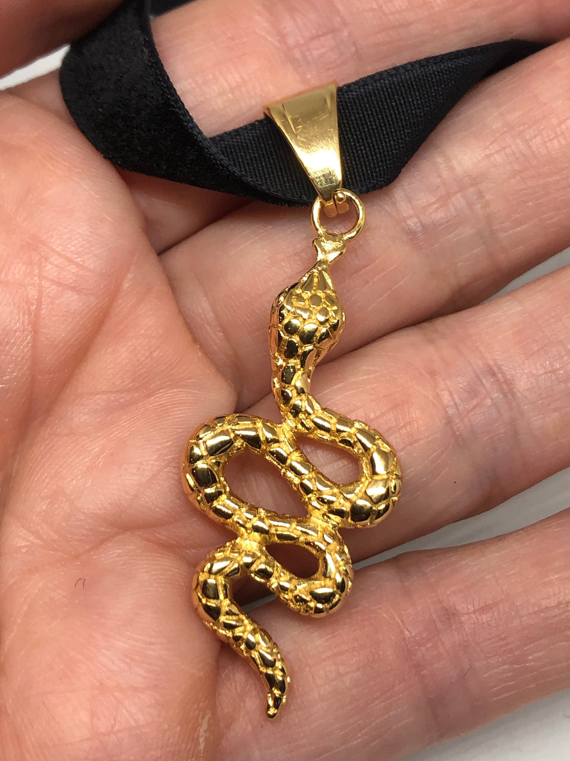 Vintage Golden Stainless Steel Snake Choker Necklace