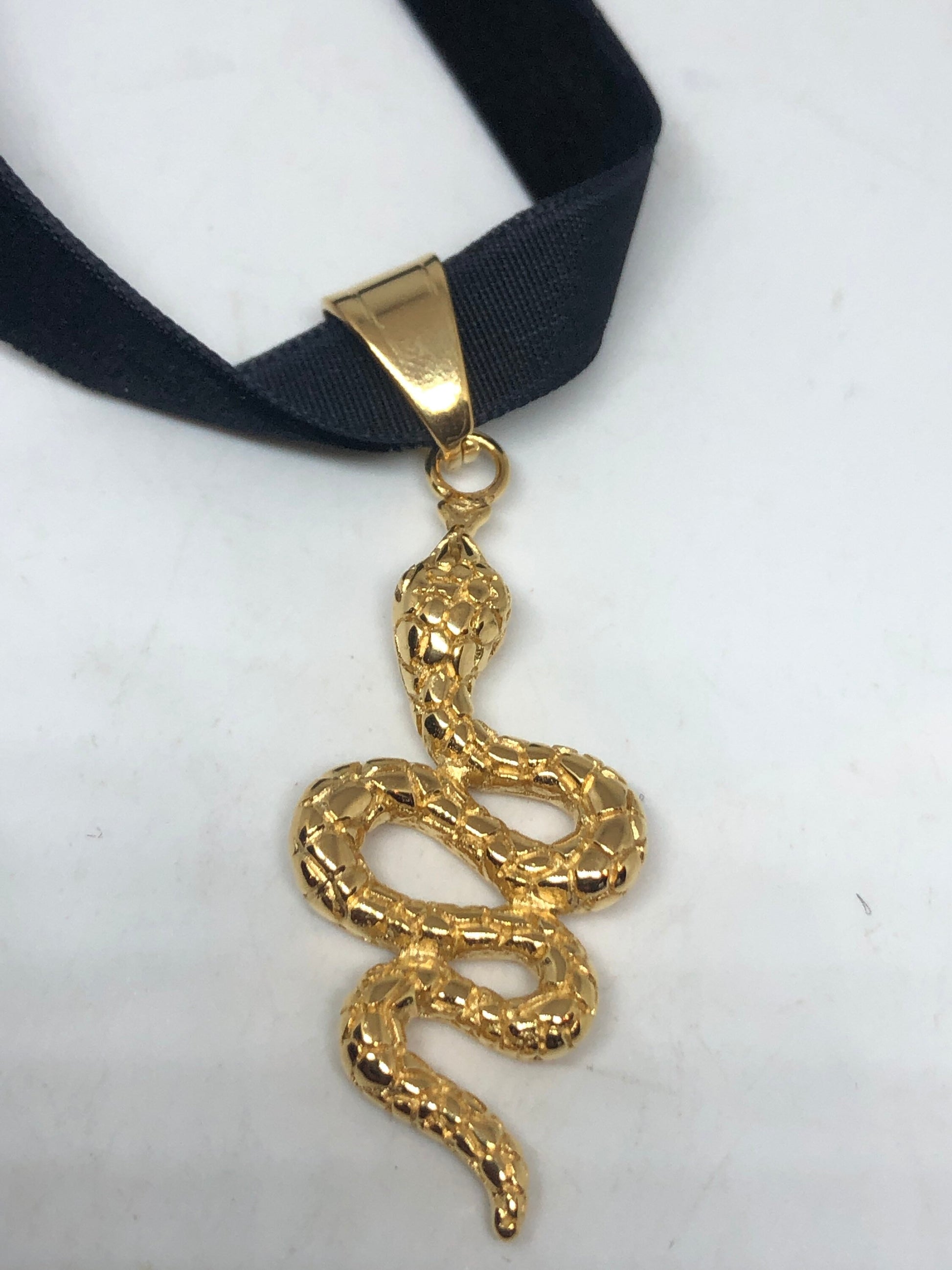 Vintage Golden Stainless Steel Snake Choker Necklace