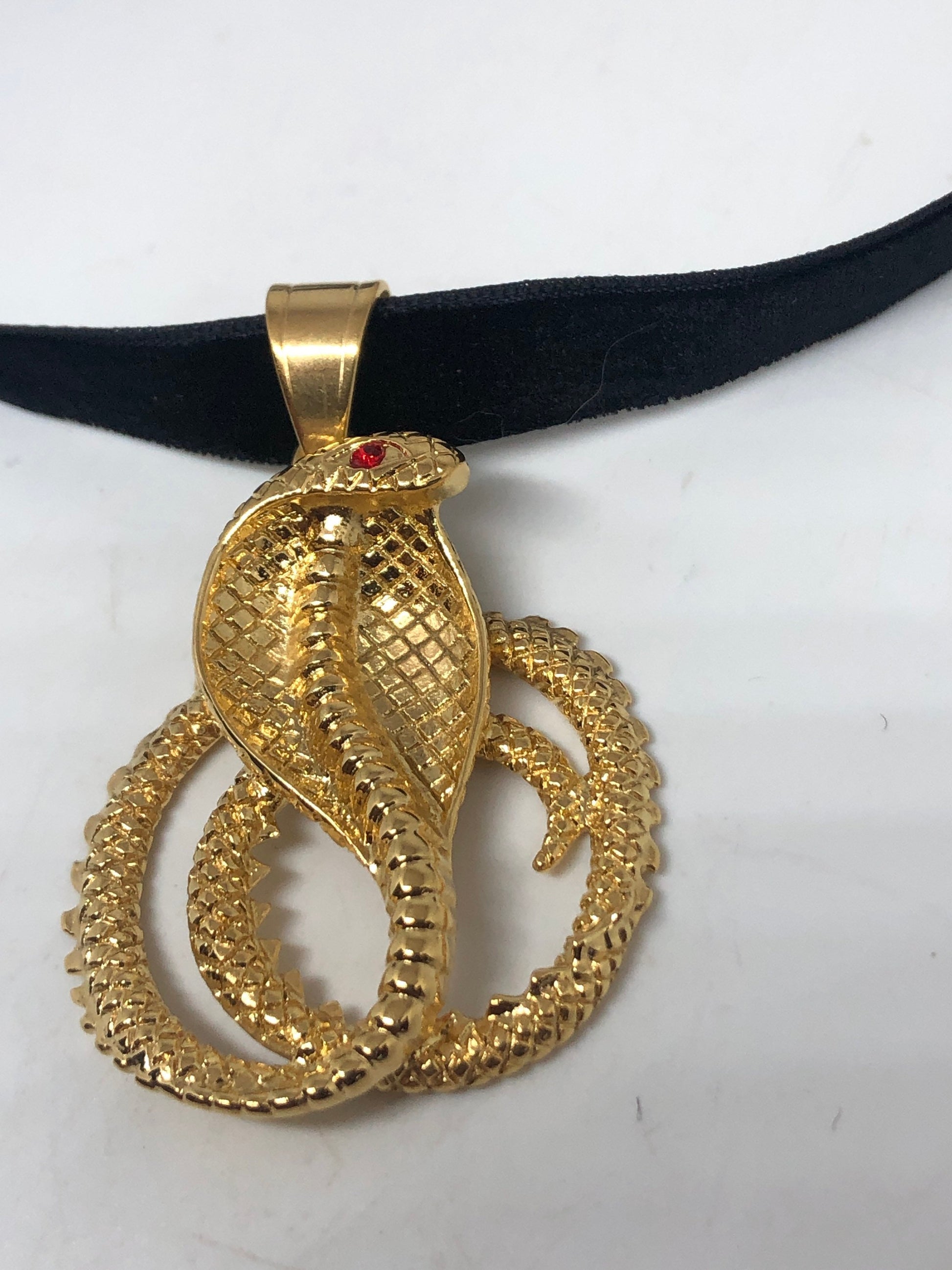 vintage Golden stainless steel Cobra Snake Choker Necklace