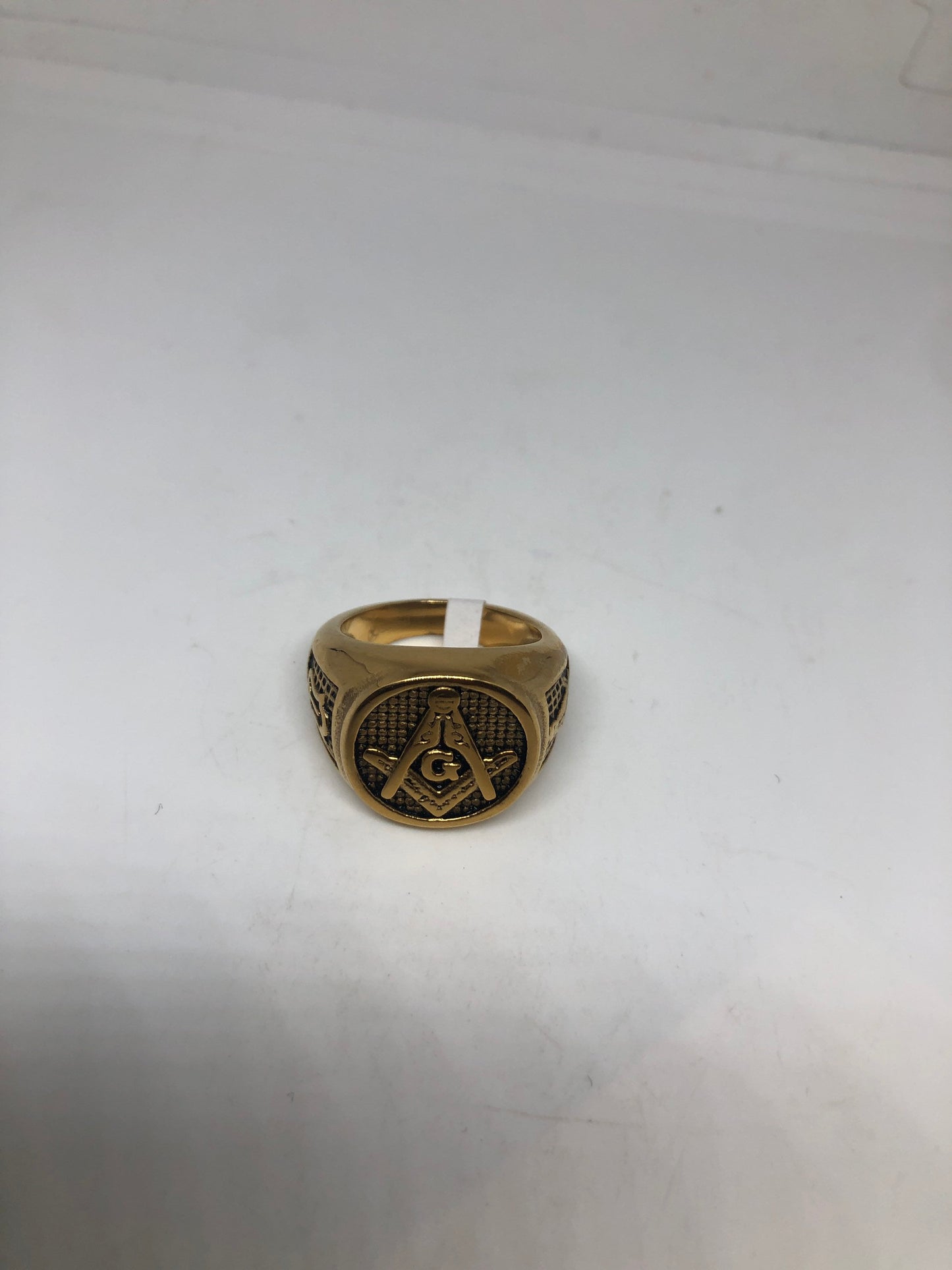 Vintage Gothic Golden Stainless Steel Free Mason G Mens Ring