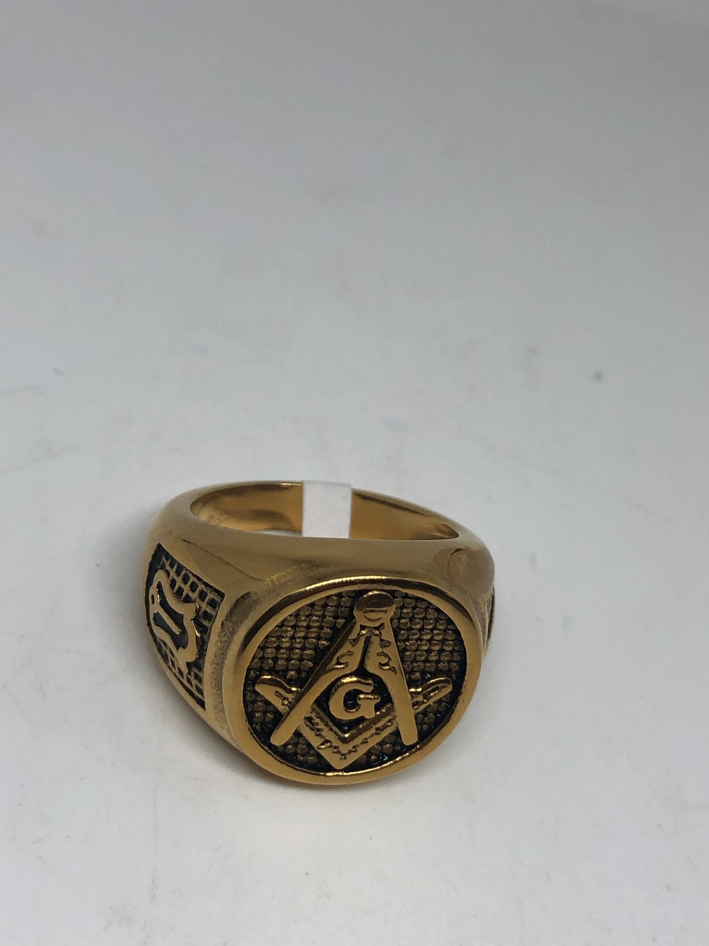 Vintage Gothic Golden Stainless Steel Free Mason G Mens Ring