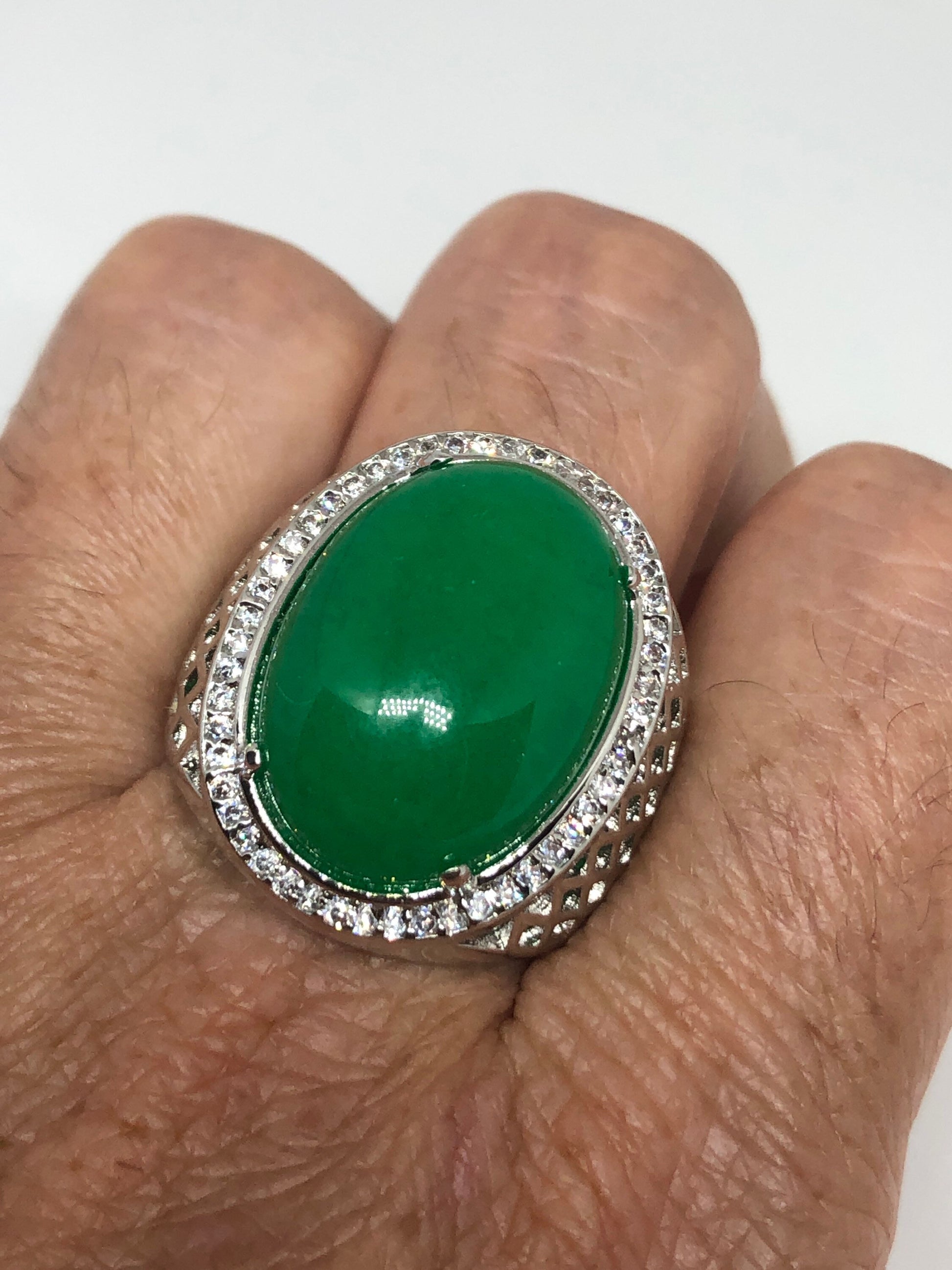 Vintage Lucky Green Nephrite Jade Ring