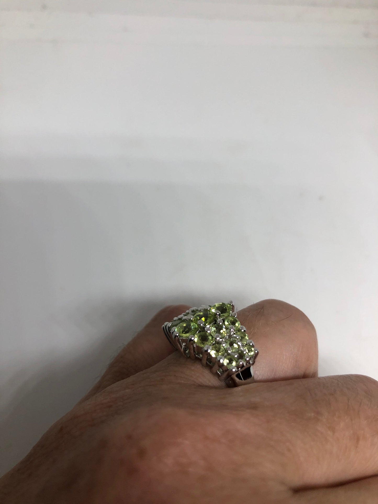 Vintage Handmade Genuine Green Peridot 925 Sterling Silver Ring