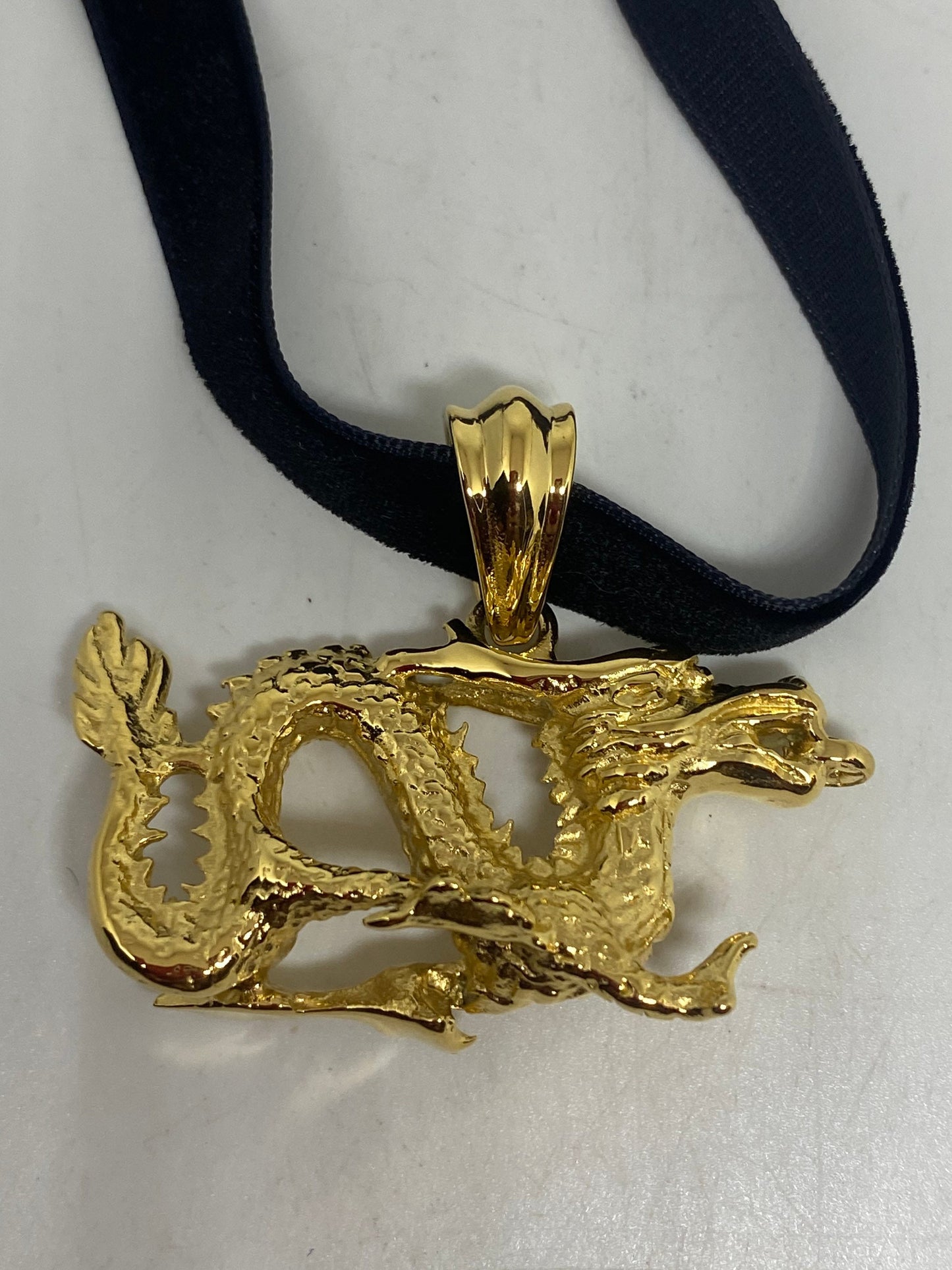 Vintage Golden Stainless Steel Gothic Celtic Dragon Pendant Necklace