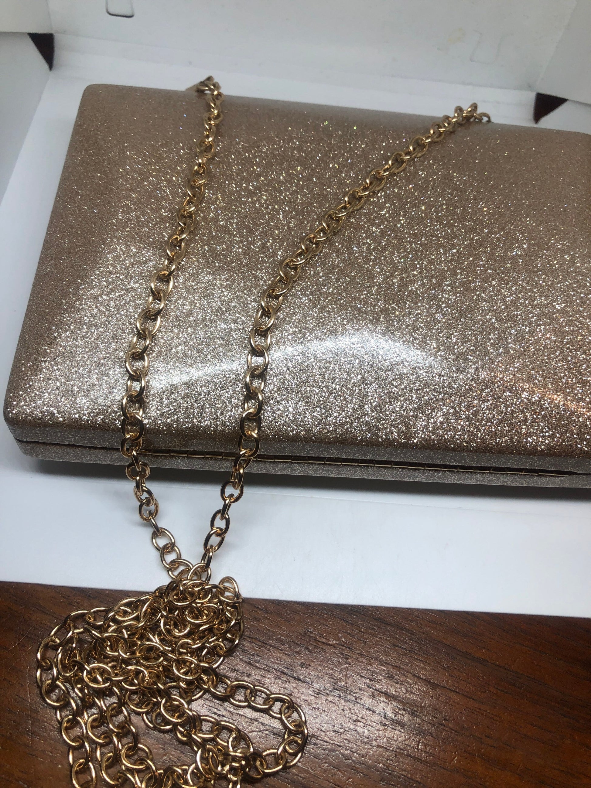 Vintage Gold glitter evening Bag clutch