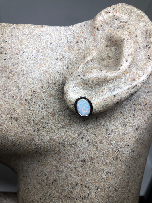Vintage Opal Earrings 925 Sterling Silver Stud Button