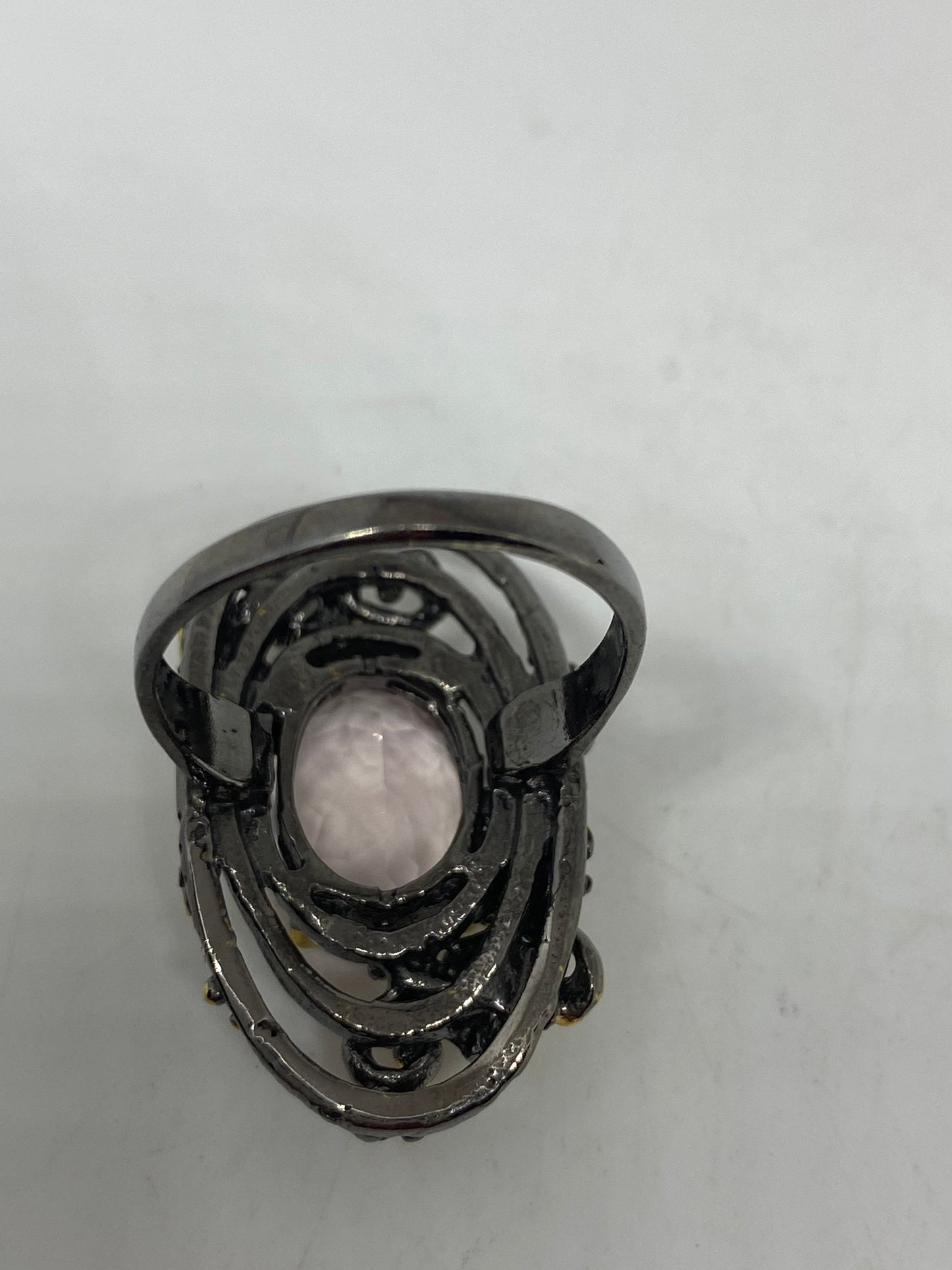 Vintage Rose Quartz Ring 925 Sterling Silver