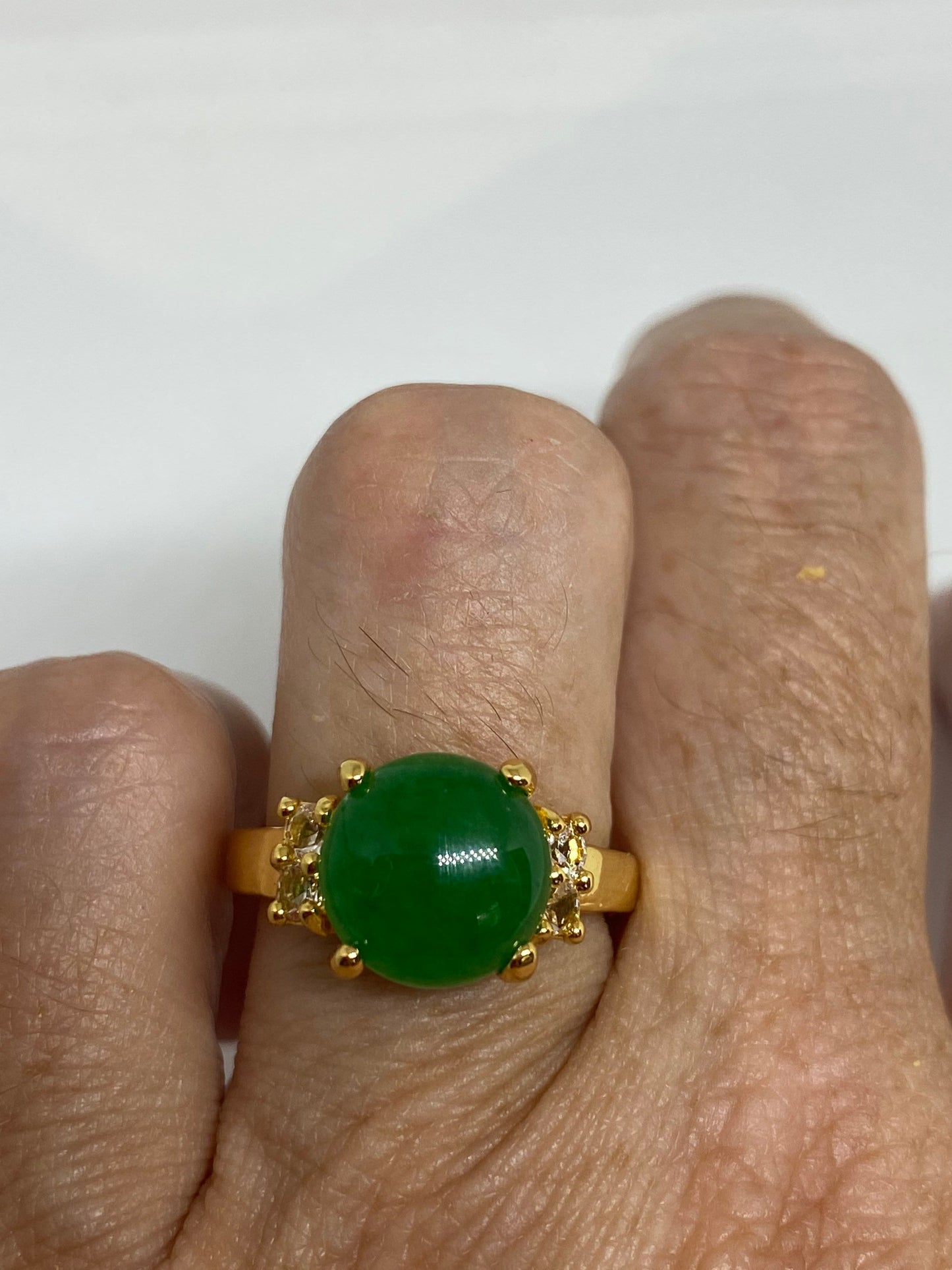 Vintage Lucky Green Nephrite Jade Ring