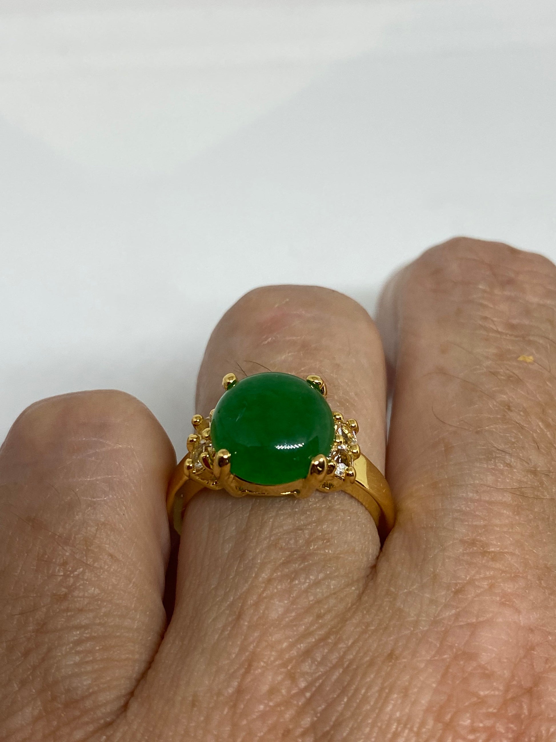 Vintage Lucky Green Nephrite Jade Ring