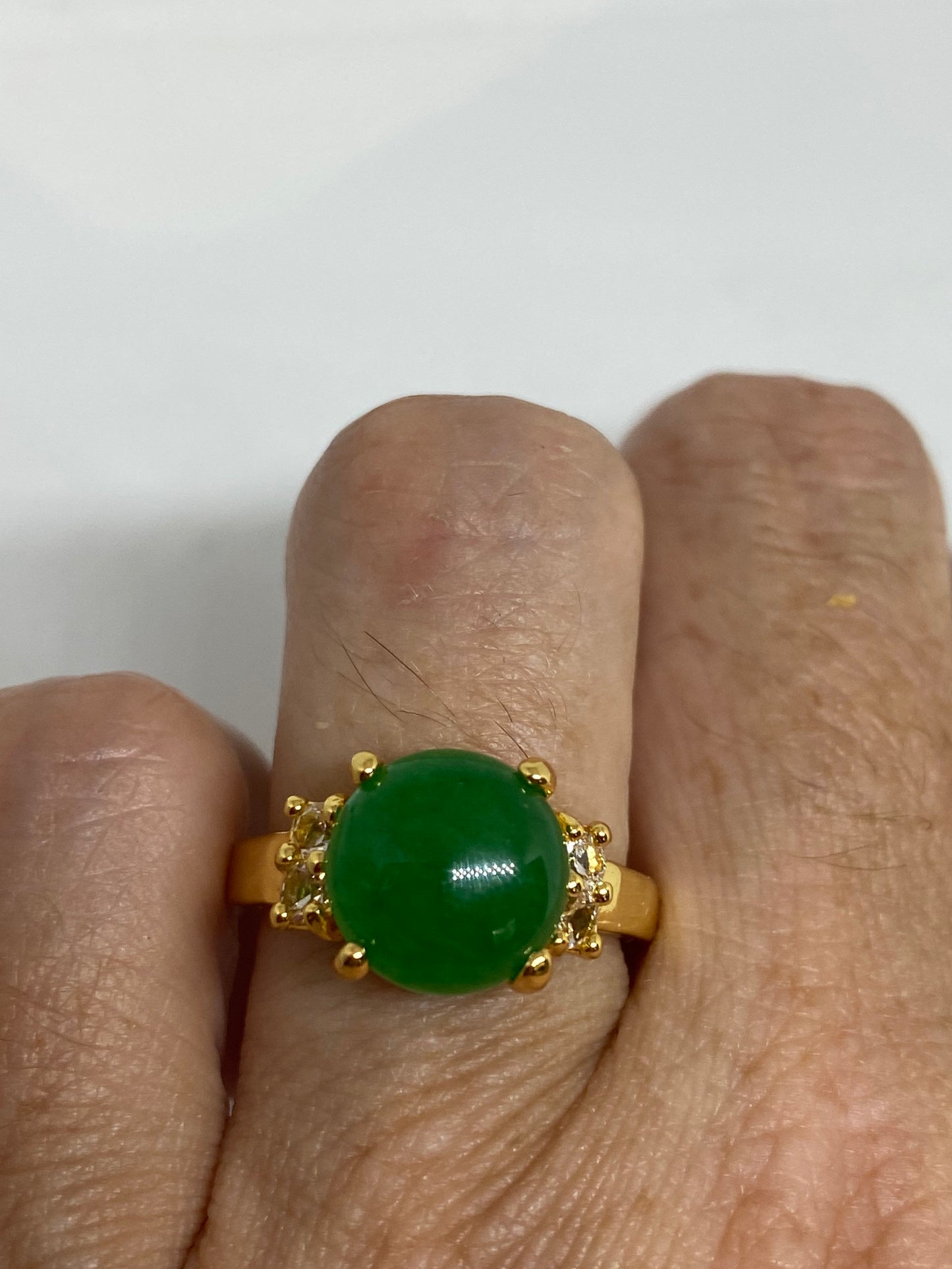 Vintage Lucky Green Nephrite Jade Ring