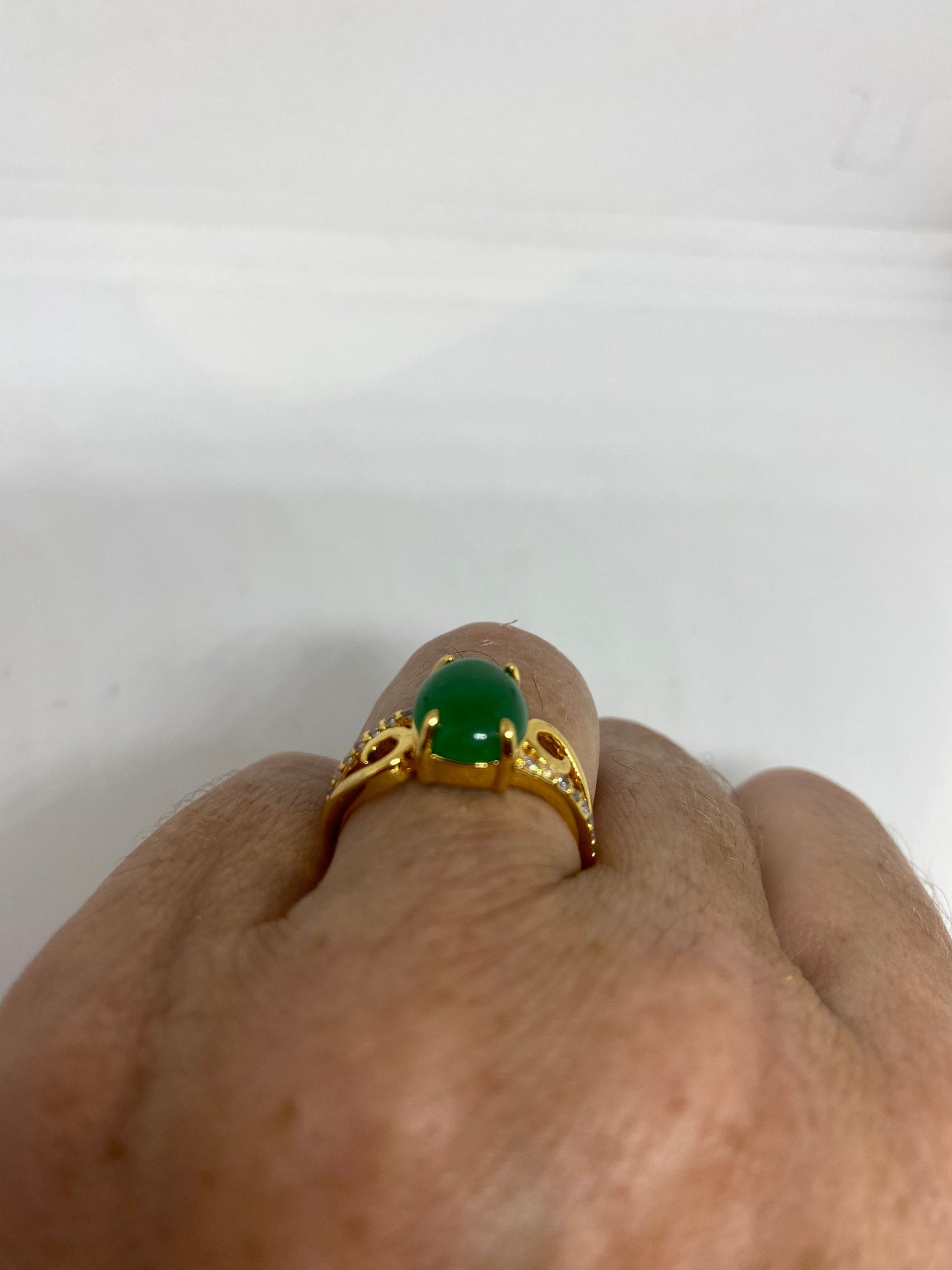 Vintage Lucky Green Nephrite Jade Ring
