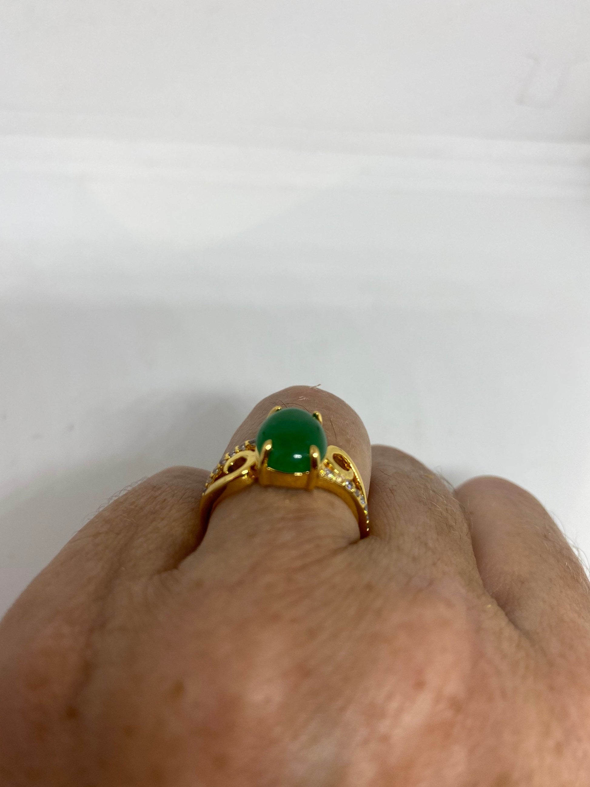 Vintage Lucky Green Nephrite Jade Ring