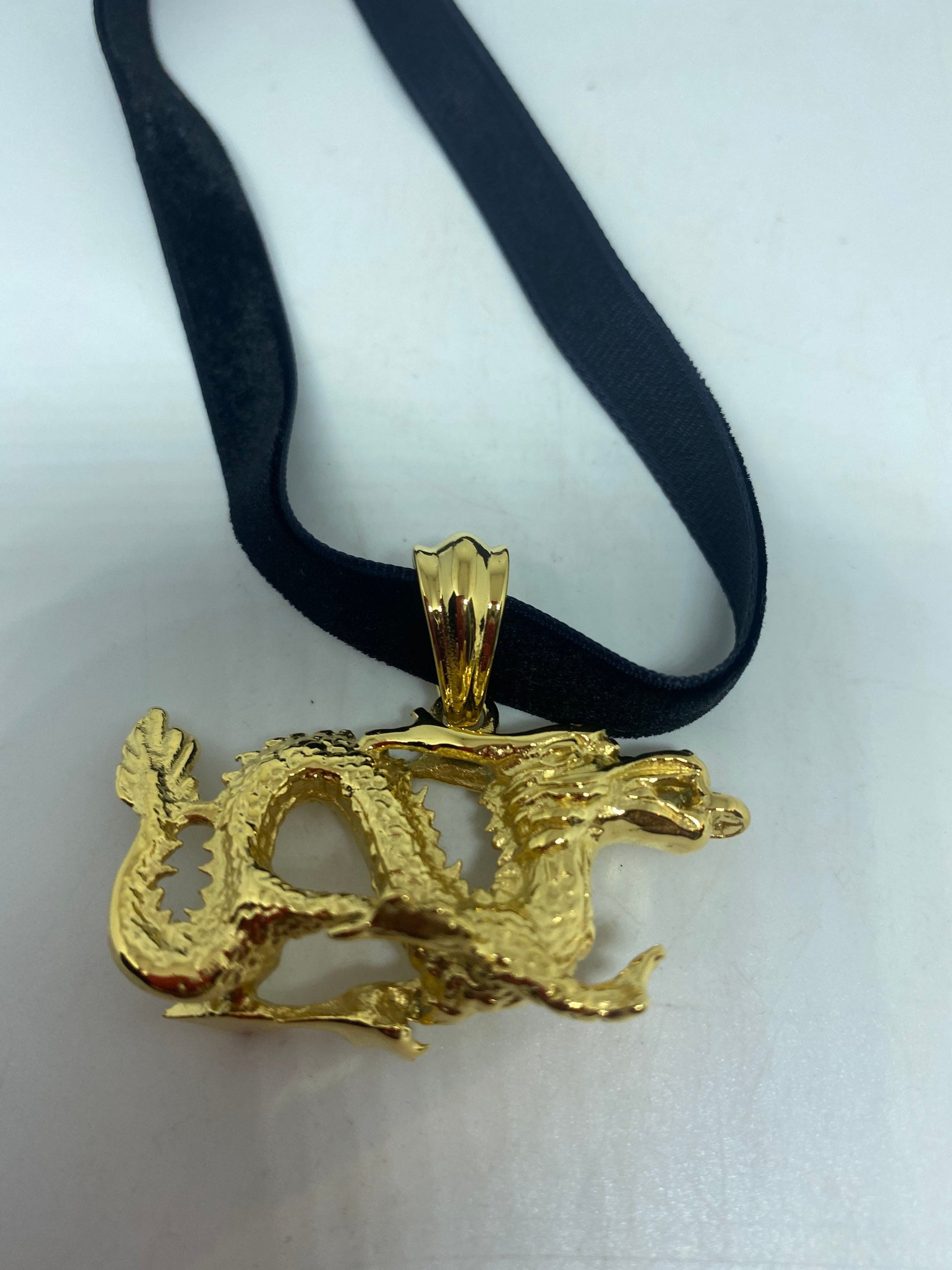 Vintage Golden Stainless Steel Gothic Celtic Dragon Pendant Necklace