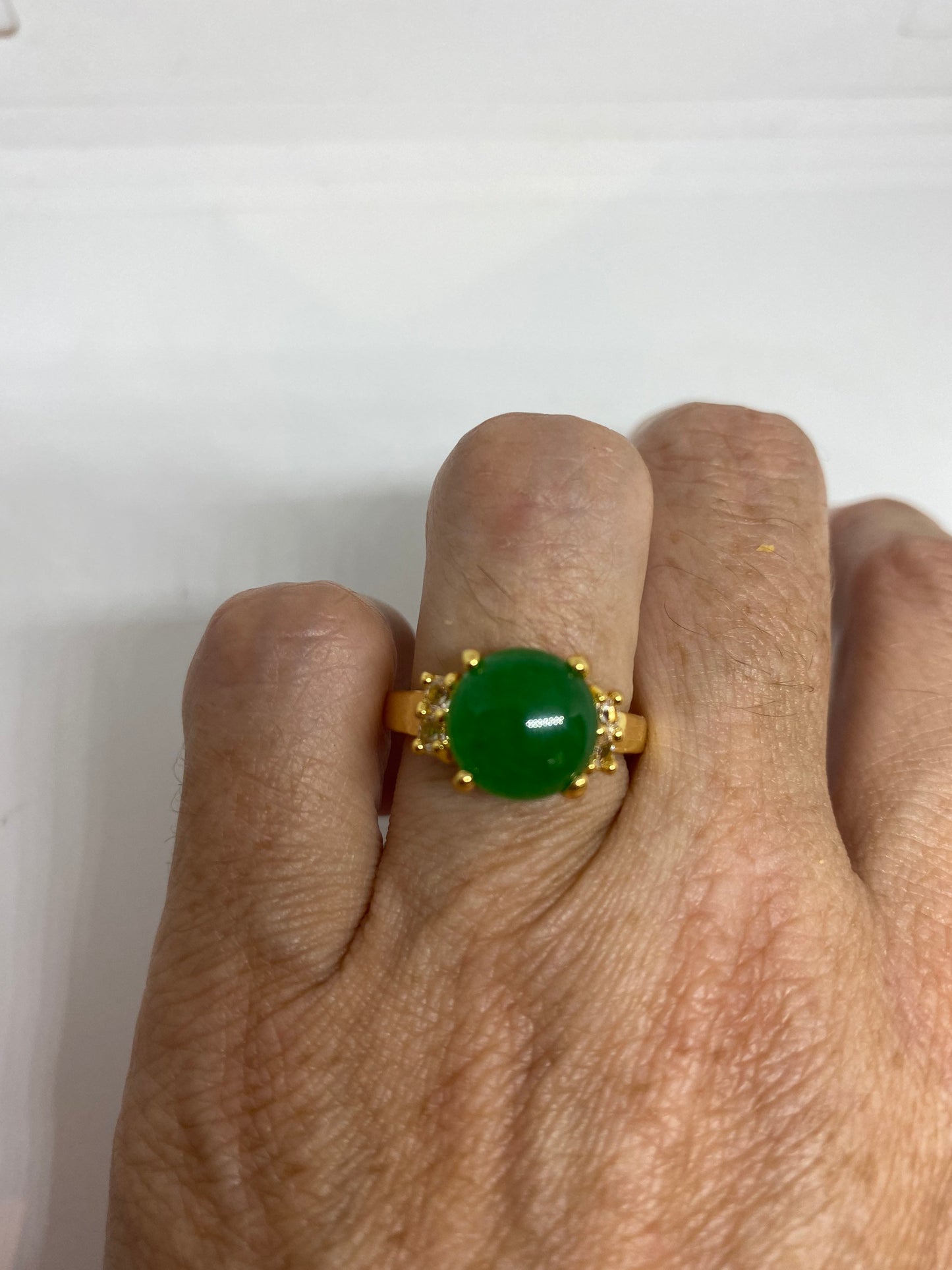 Vintage Lucky Green Nephrite Jade Ring