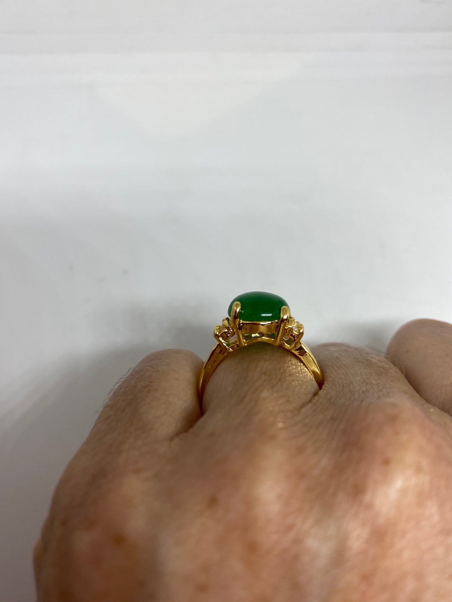 Vintage Lucky Green Nephrite Jade Ring