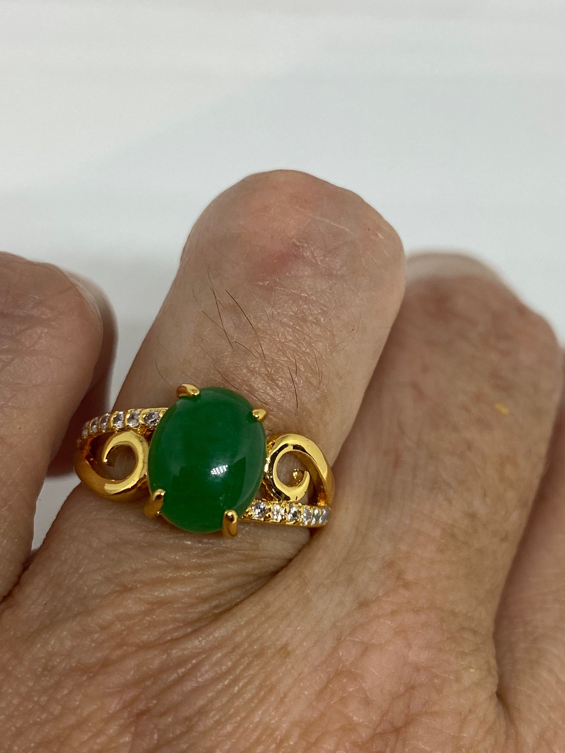 Vintage Lucky Green Nephrite Jade Ring