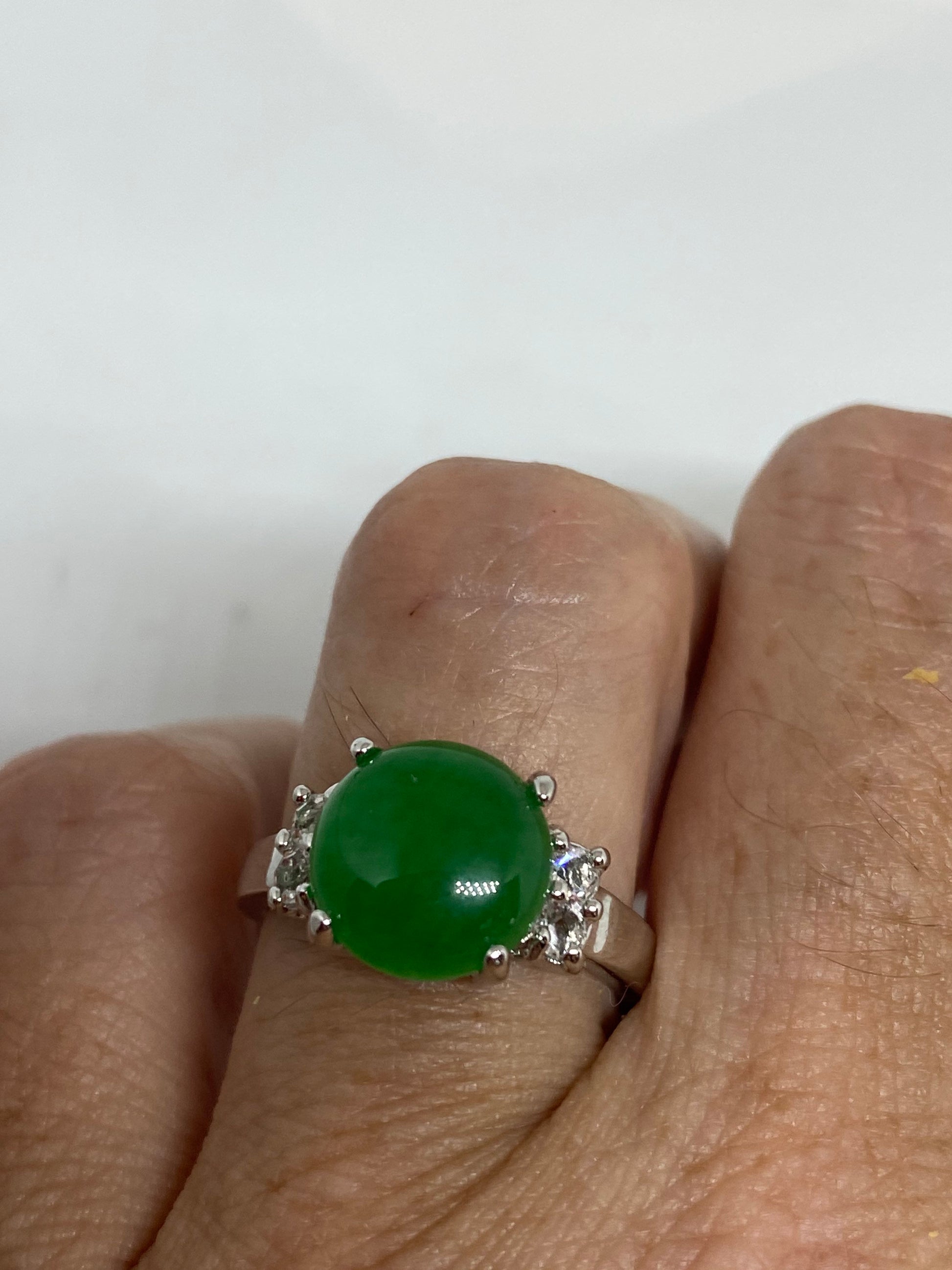 Vintage Lucky Green Nephrite Jade Ring