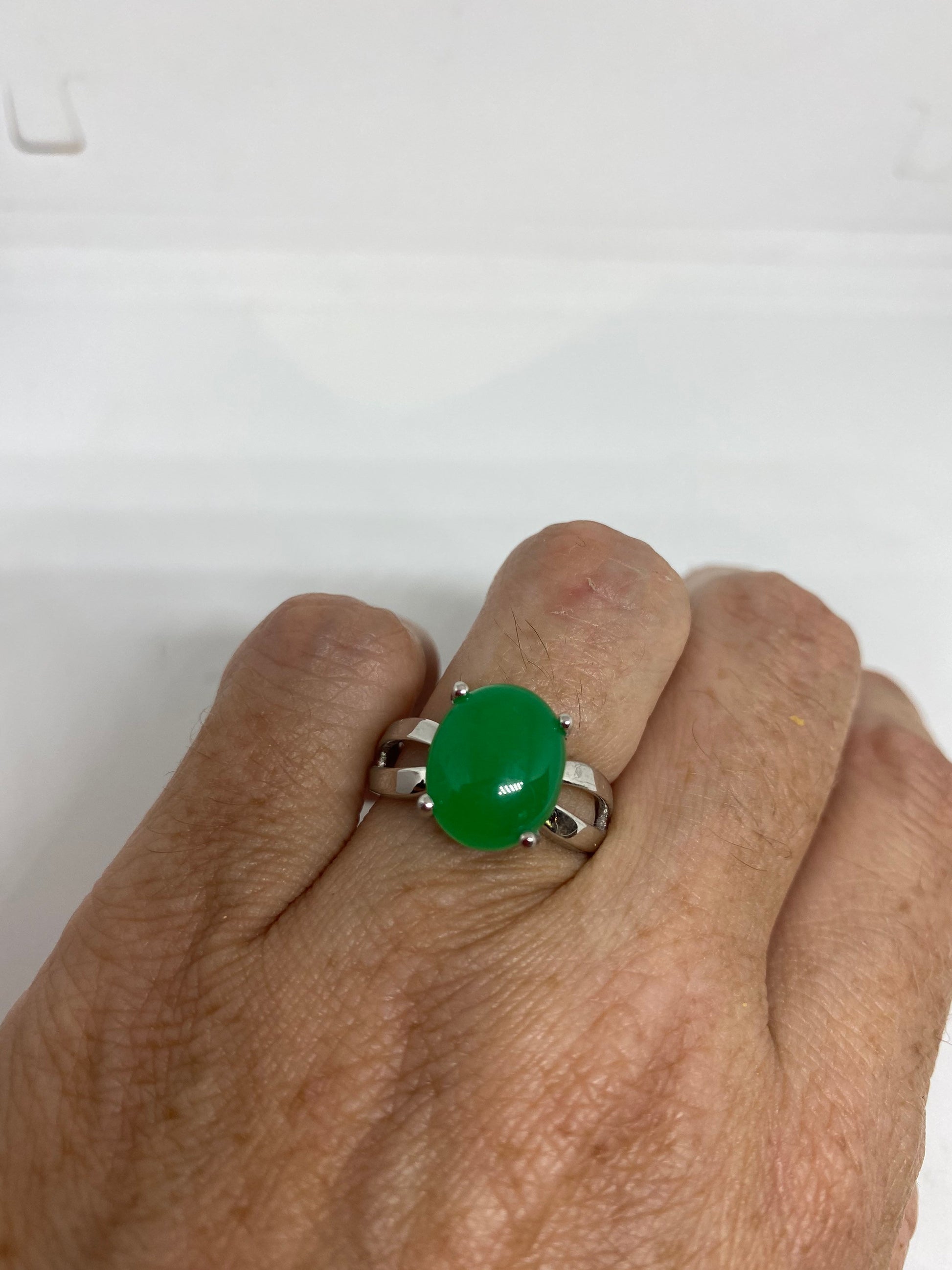 Vintage Lucky Green Nephrite Jade Ring