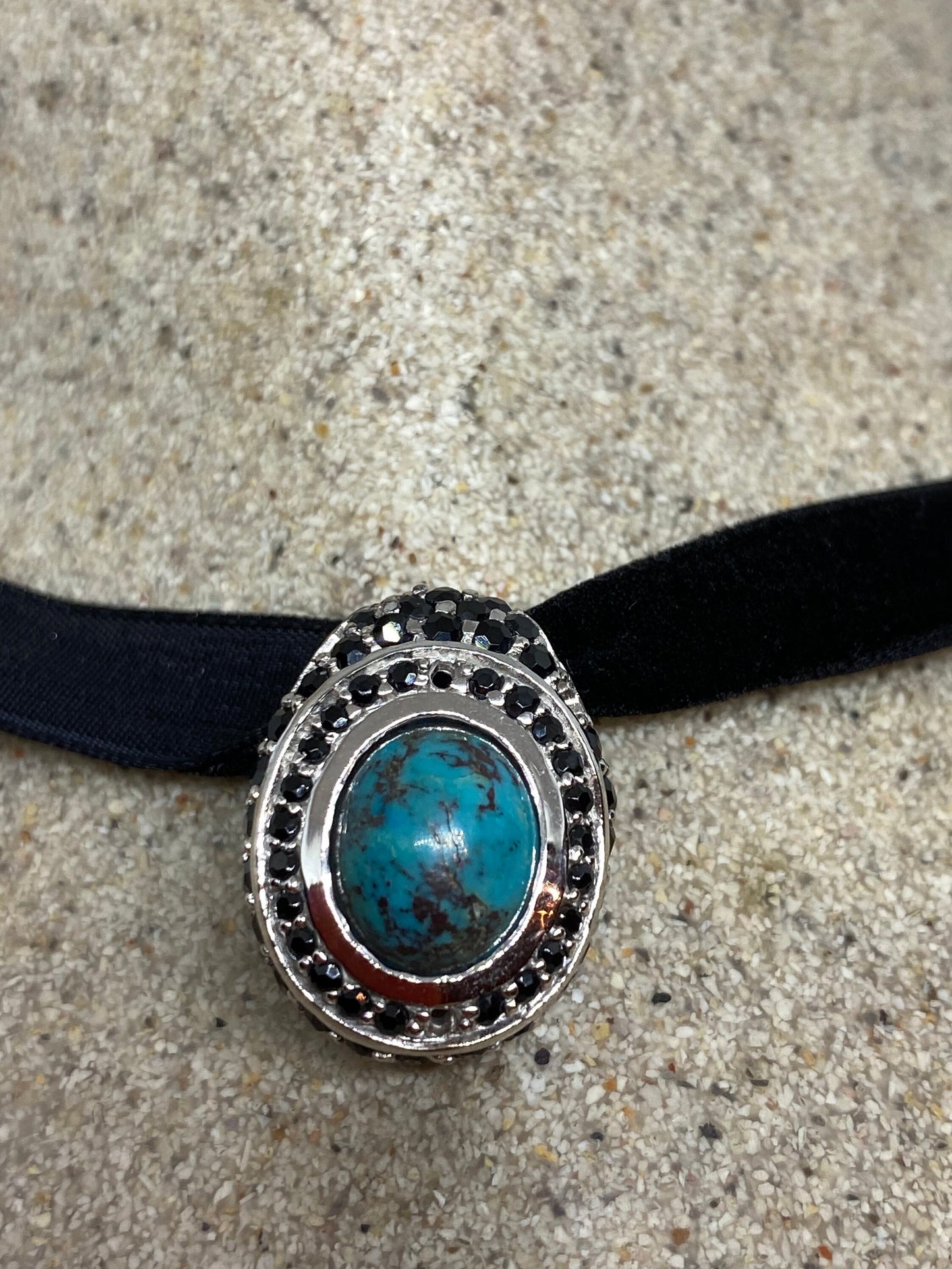 Vintage Handmade 925 Sterling Silver Sapphire Turquoise Pendant