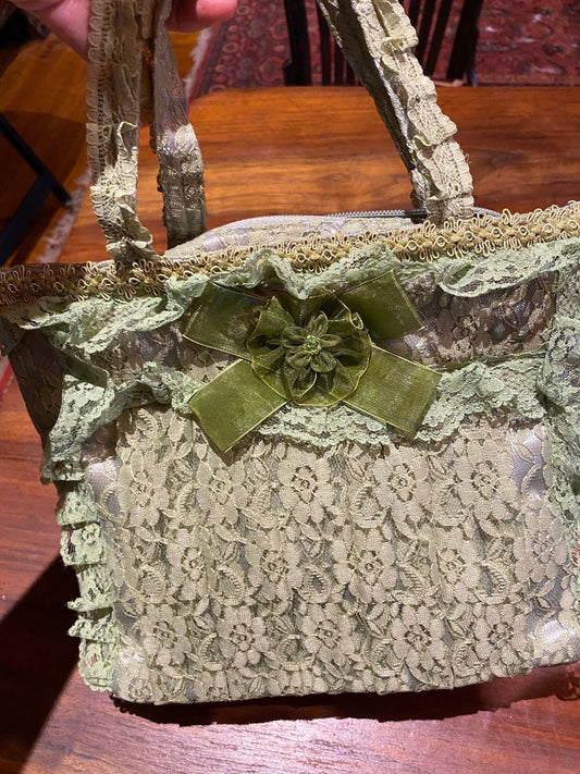 Vintage Brocade Lace patchwork Hand Bag purse