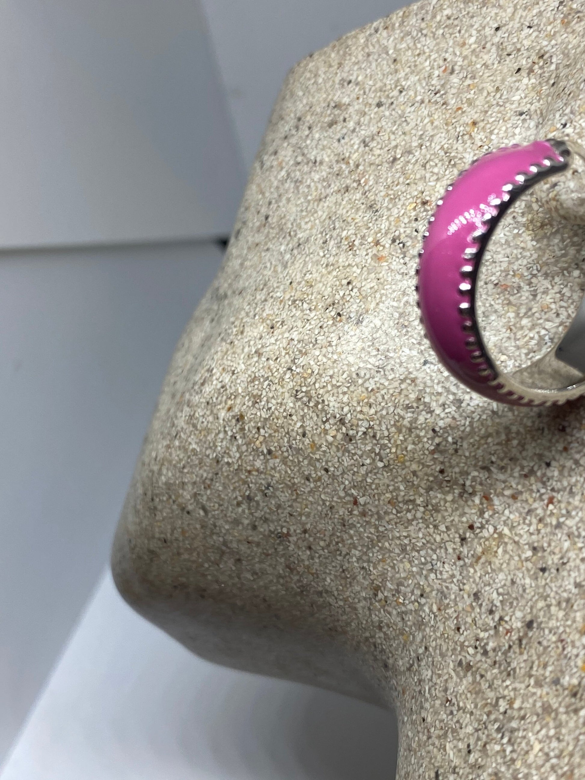 Vintage Pink Enamel Hoop Earrings