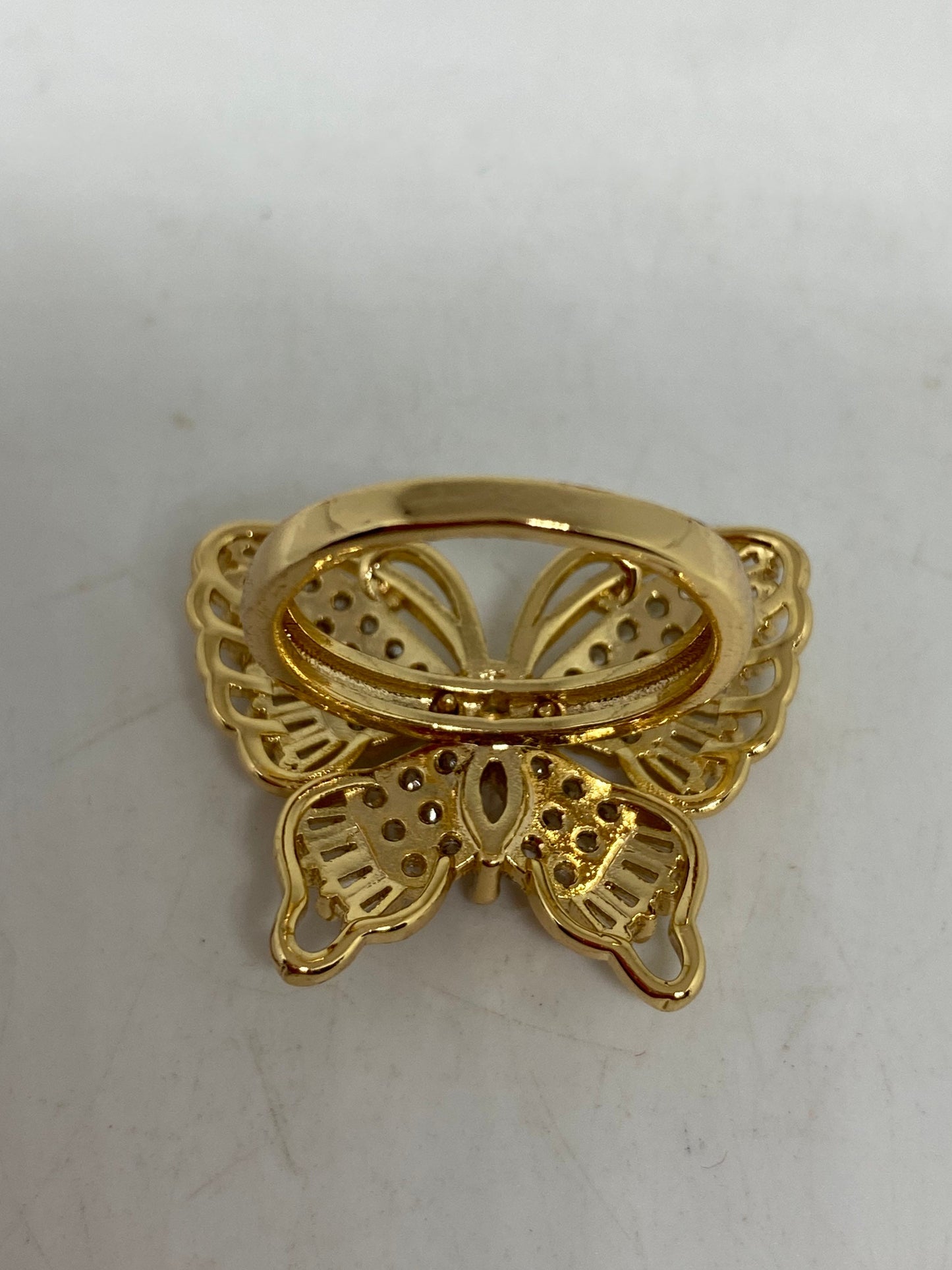 Vintage Butterfly Ring Gold filled Deco Cocktail
