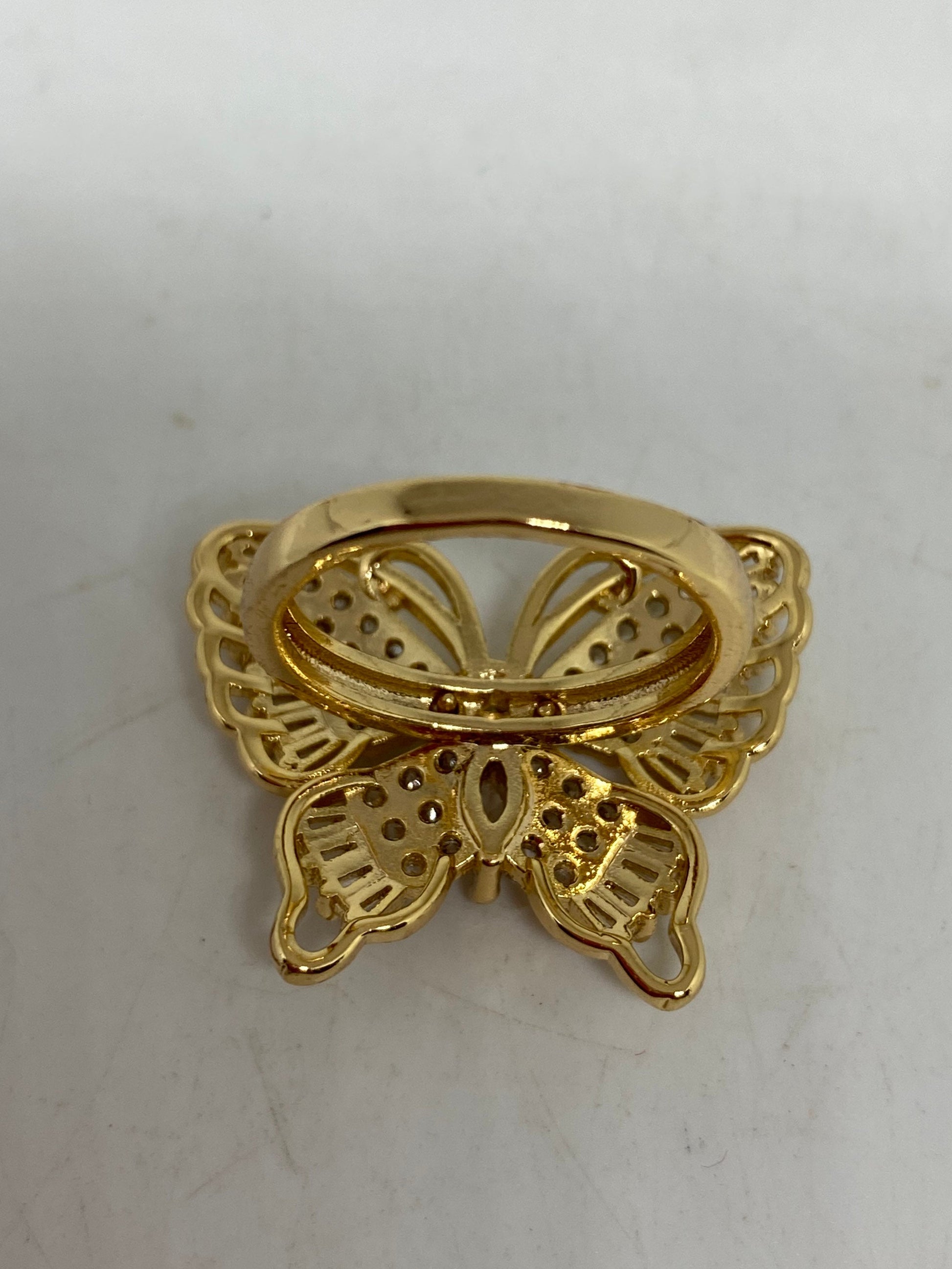 Vintage Butterfly Ring Gold filled Deco Cocktail
